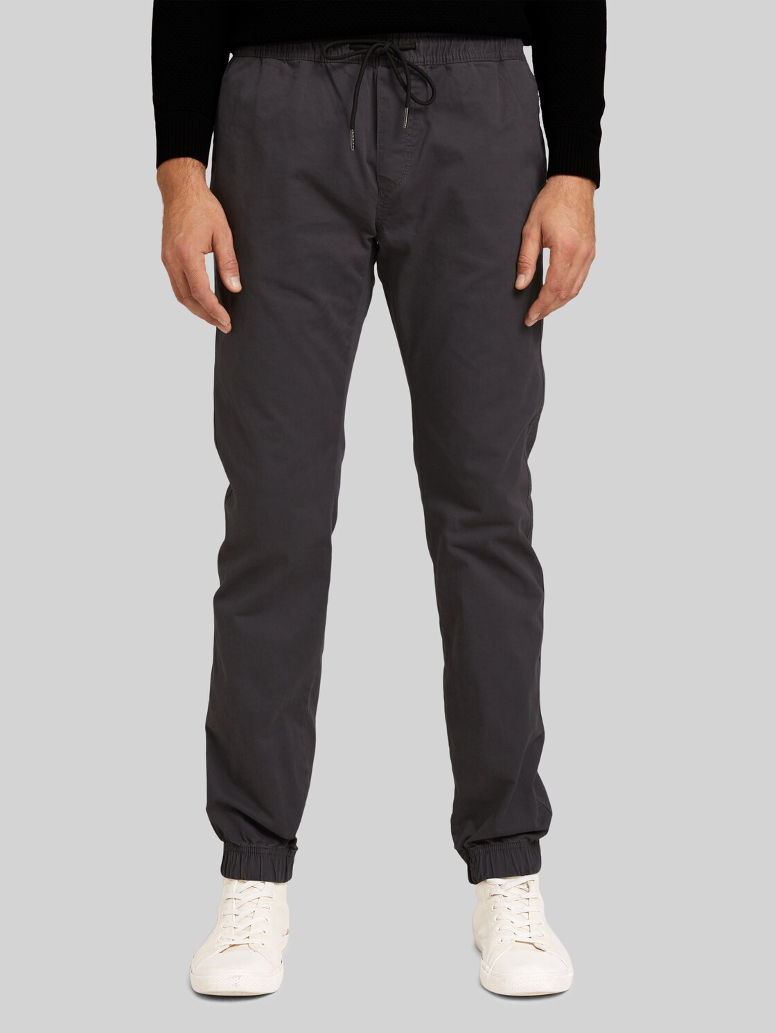 TOM TAILOR Herren Jogger Chinohose mit Bio-Baumwolle, grau, Gr. XL, baumwolle