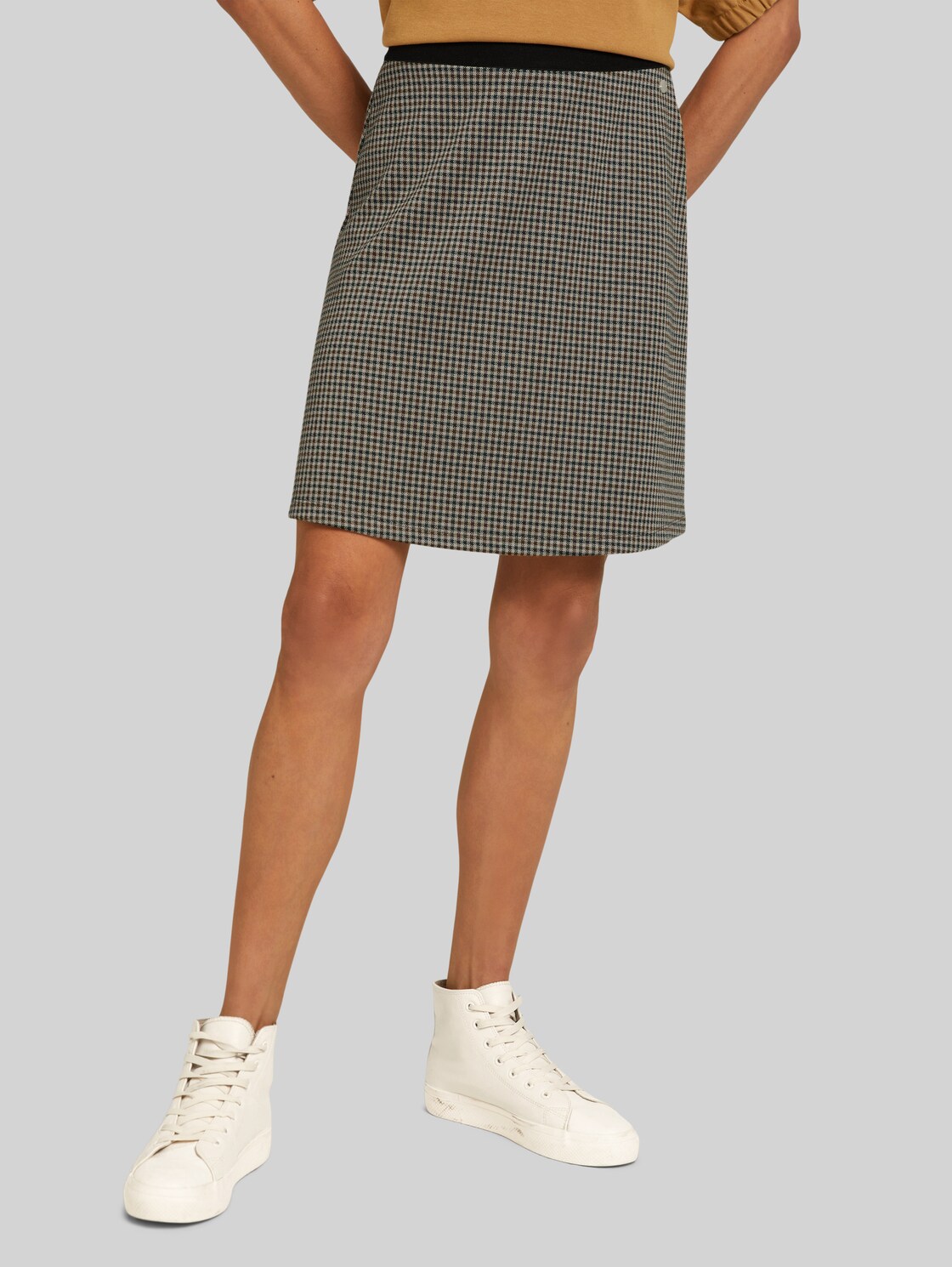 TOM TAILOR Rock mit Karomuster, Damen, beige green small check, Größe: 36