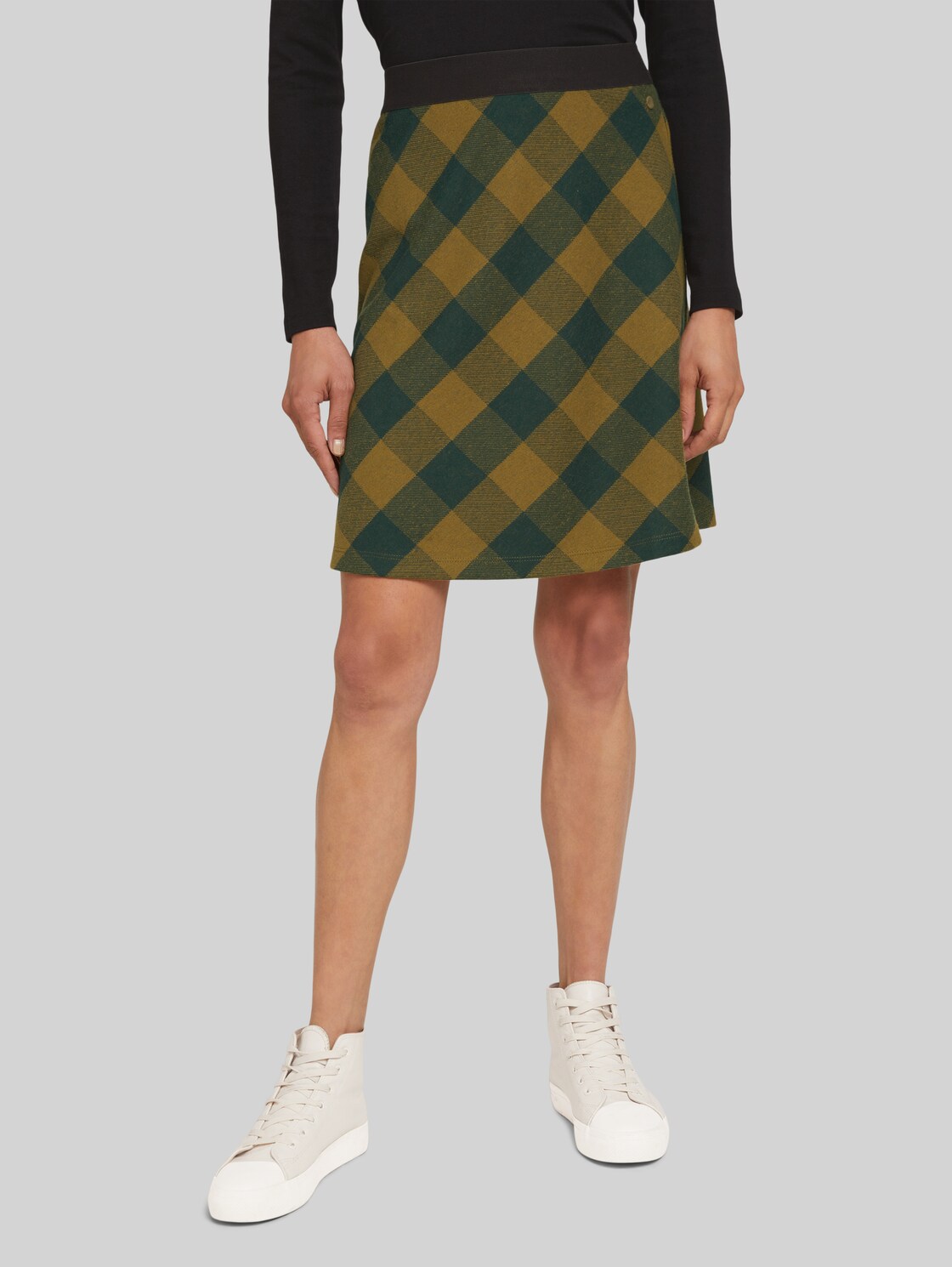 TOM TAILOR Weicher Karo-Rock, Damen, green small check ck, Größe: 36