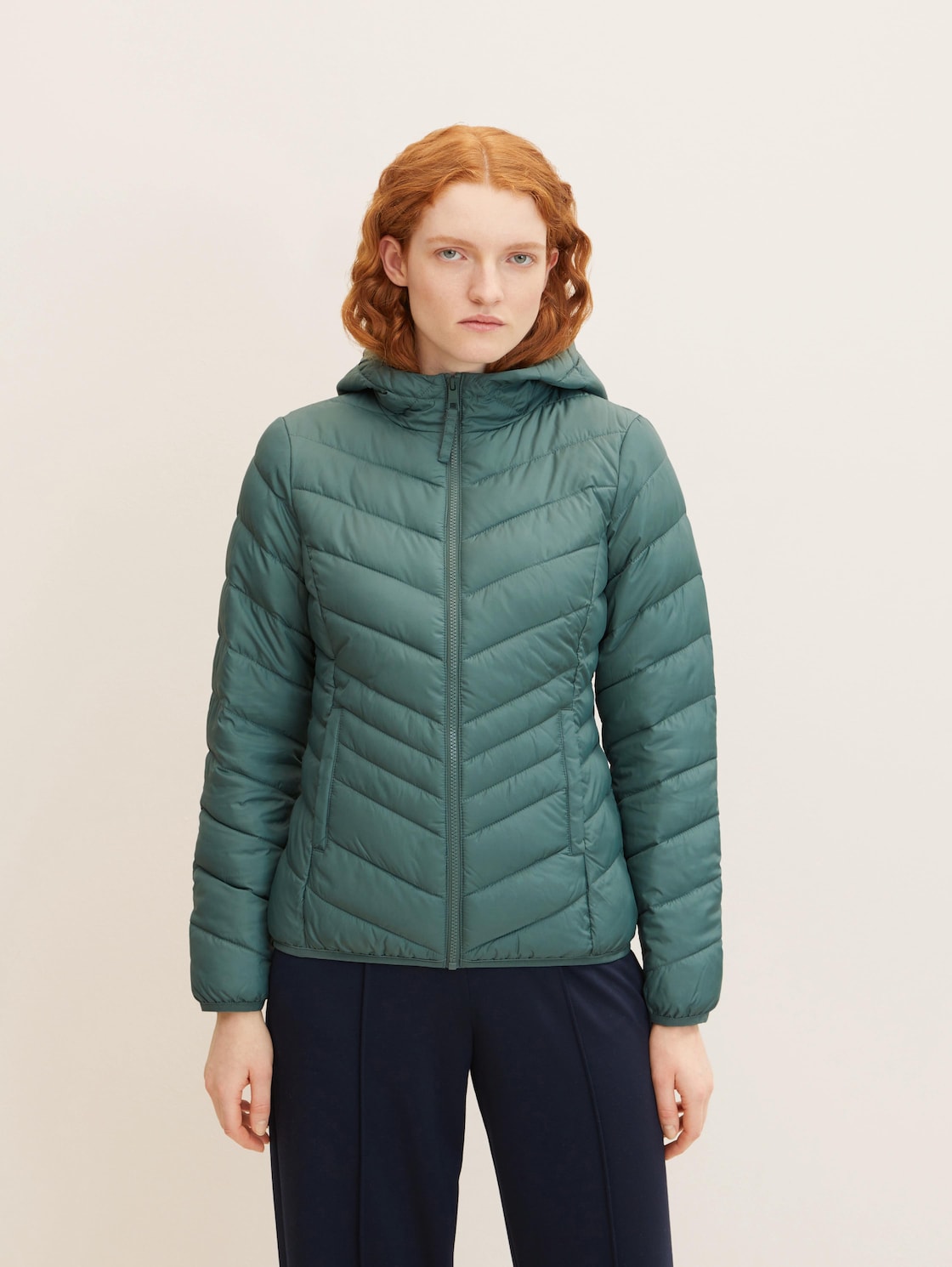 TOM TAILOR DENIM Damen Gesteppte Lightweight Puffer-Jacke aus recyceltem Polyester, grün, Gr. XXL,