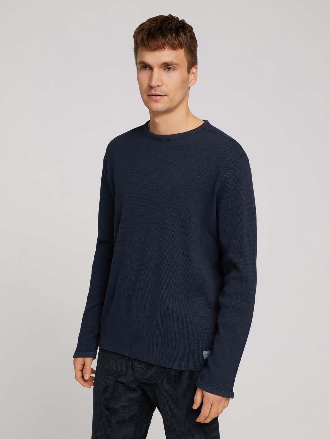 TOM TAILOR Gestructureerd shirt met lange mouwen, Mannen, blauw, Größe XL
