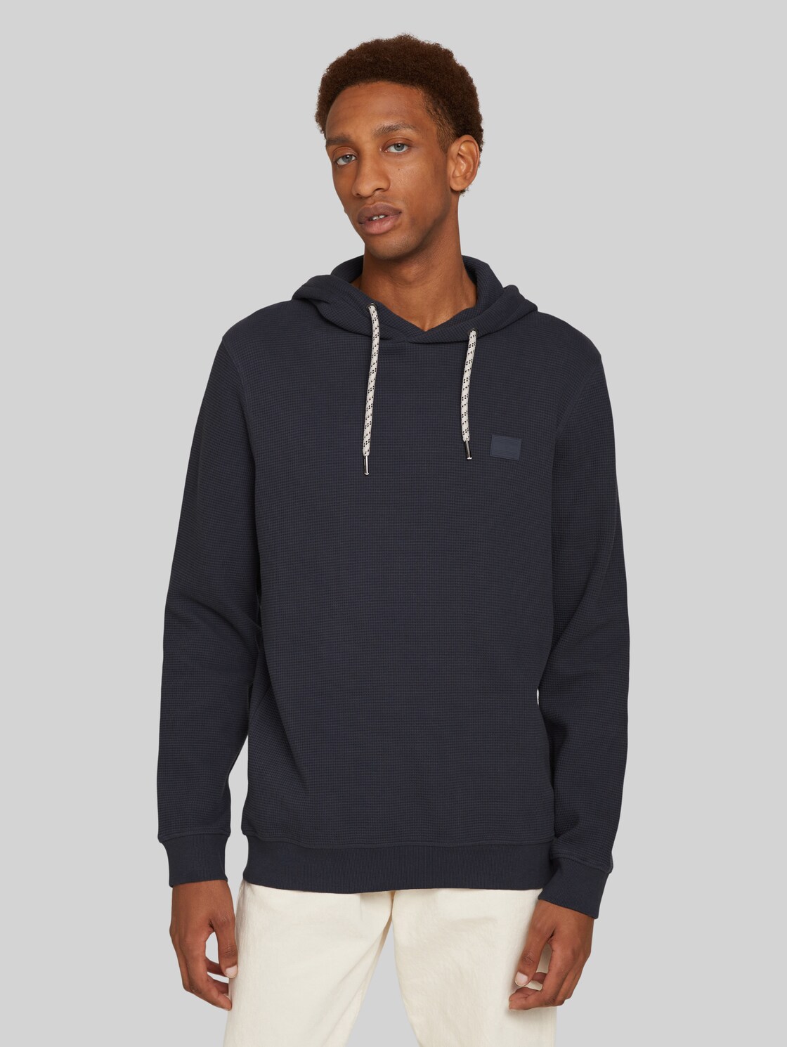 TOM TAILOR DENIM Herren Strukturierter Hoodie aus nachhaltiger Baumwolle, blau, Gr. XXL, baumwolle
