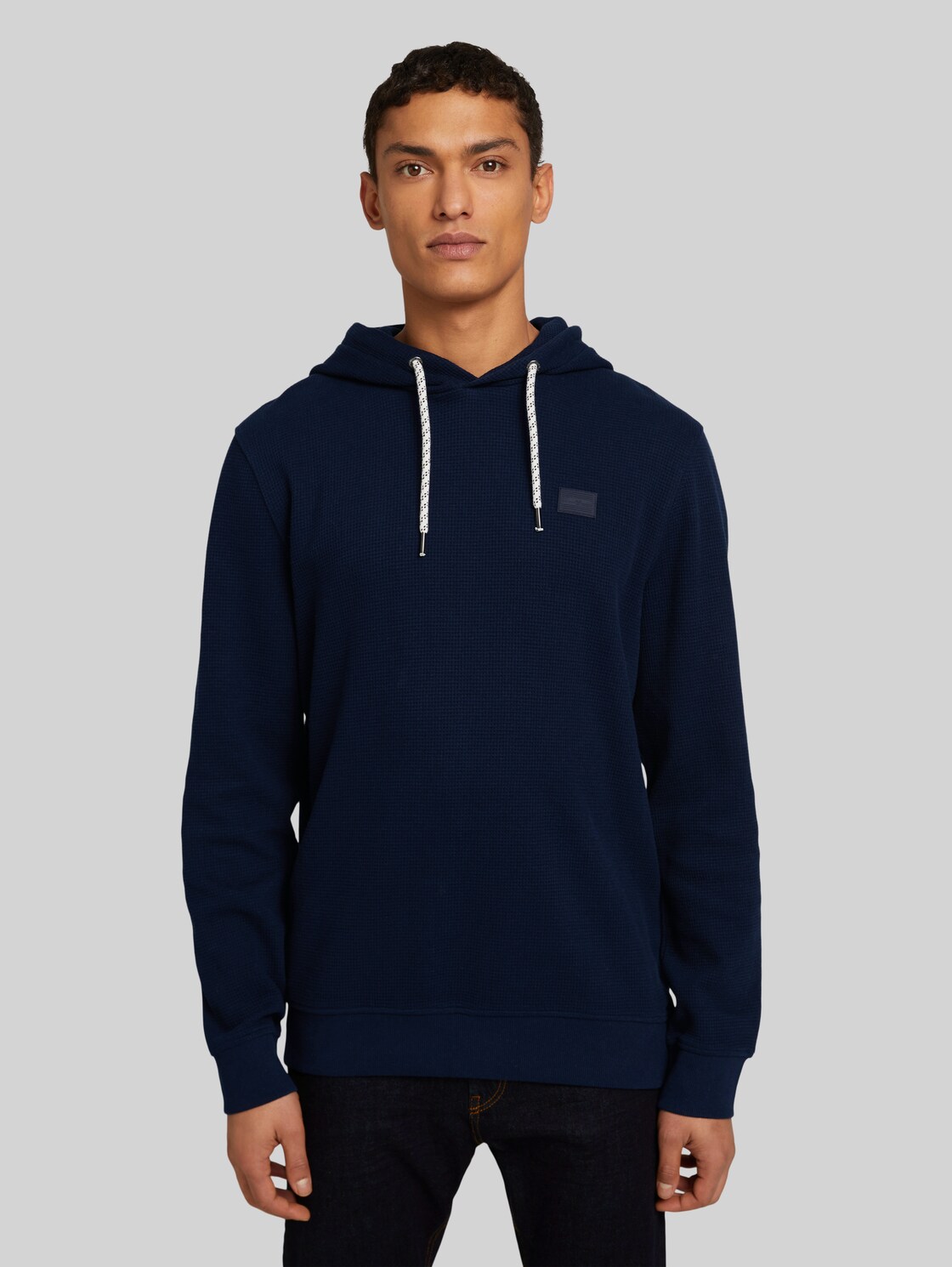 TOM TAILOR DENIM Herren Strukturierter Hoodie aus nachhaltiger Baumwolle, blau, Gr. XL, baumwolle