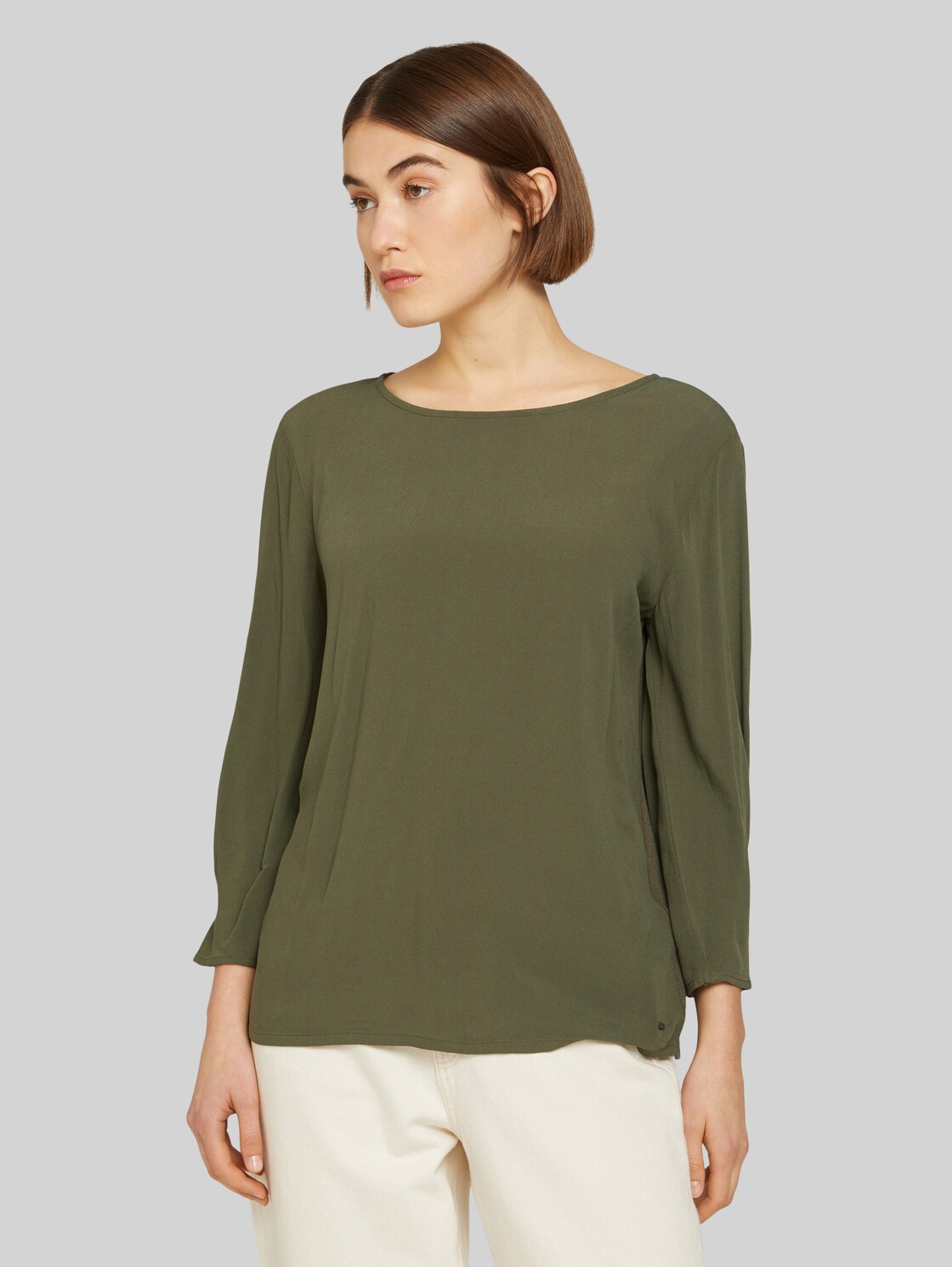 TOM TAILOR DENIM Damen Basic Bluse, grün, Gr. XL, viskose