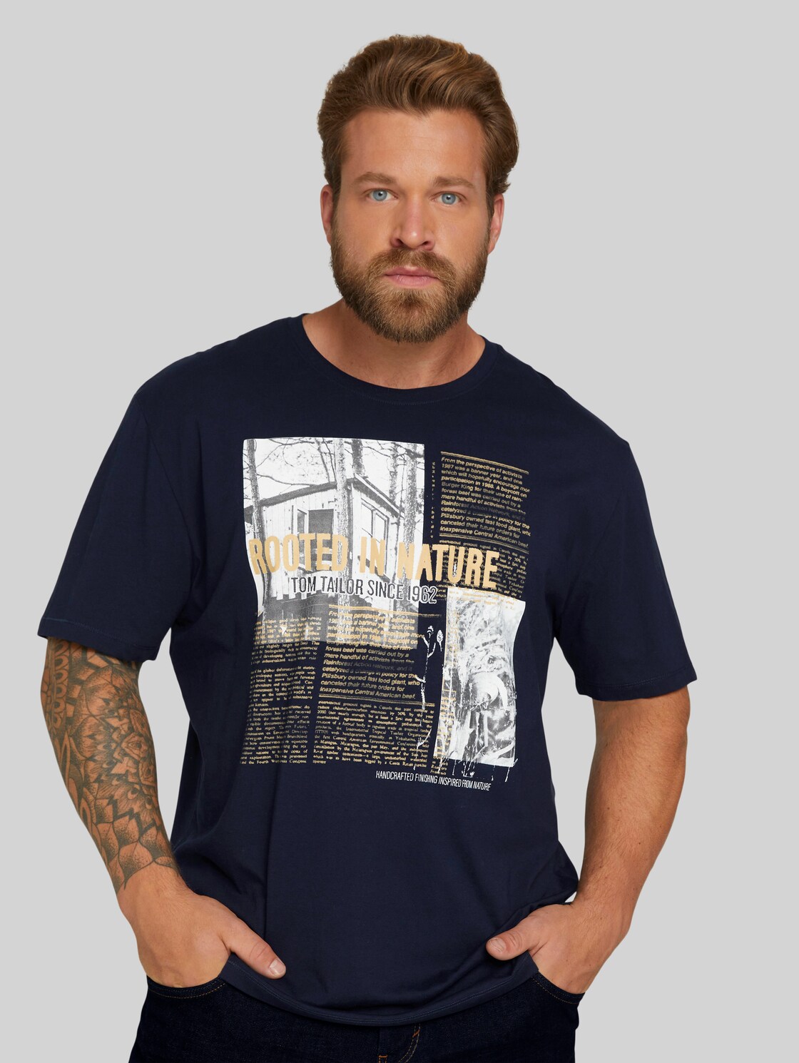 TOM TAILOR T-Shirt mit Bio-Baumwolle, Herren, Sky Captain Blue, Größe: 5XL