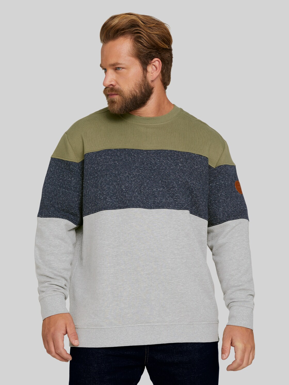 TOM TAILOR Sweatshirt mit Colour Blocking, Herren, Oak Leaf Green, Größe: 4XL
