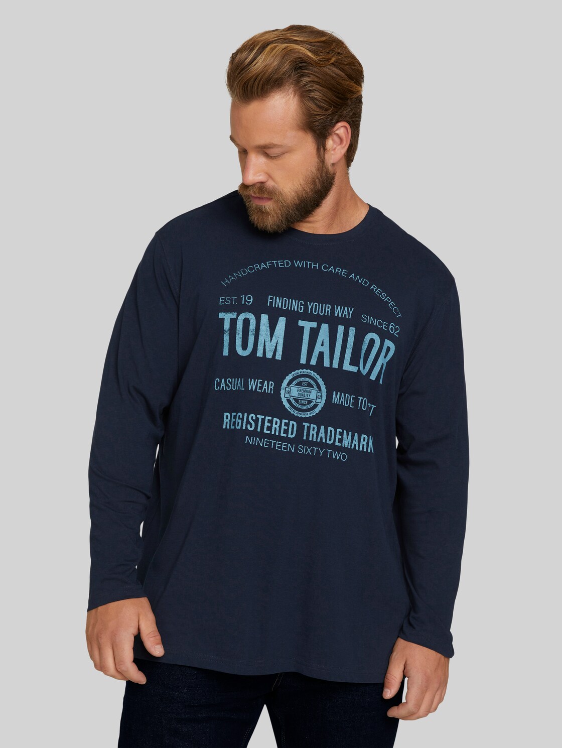 TOM TAILOR Langarmshirt aus Bio-Baumwolle, Herren, Sky Captain Blue, Größe: 4XL