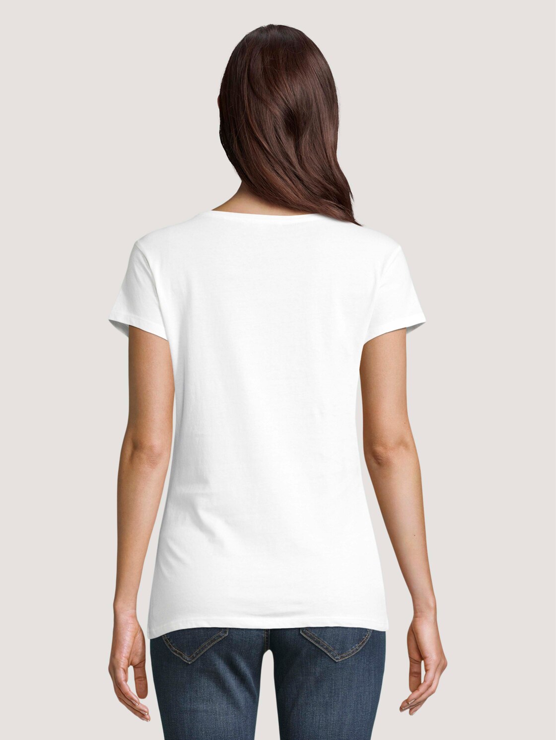 Thumbnail - TOM TAILOR DENIM Damen T-Shirt mit Textprint im 2er-Pack, grau, Uni, Gr. XL