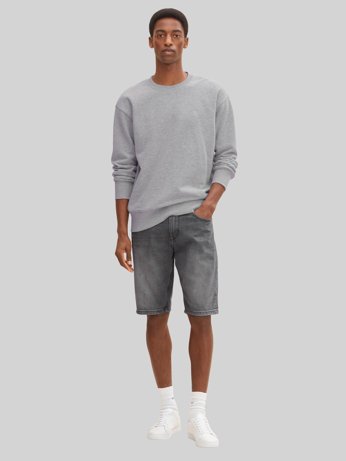 TOM TAILOR Herren Josh Shorts, grau, Gr. 38, baumwolle