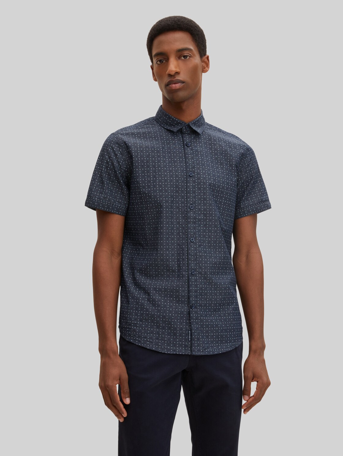 TOM TAILOR Herren Gemustertes Hemd, grau, Gr. XXL,