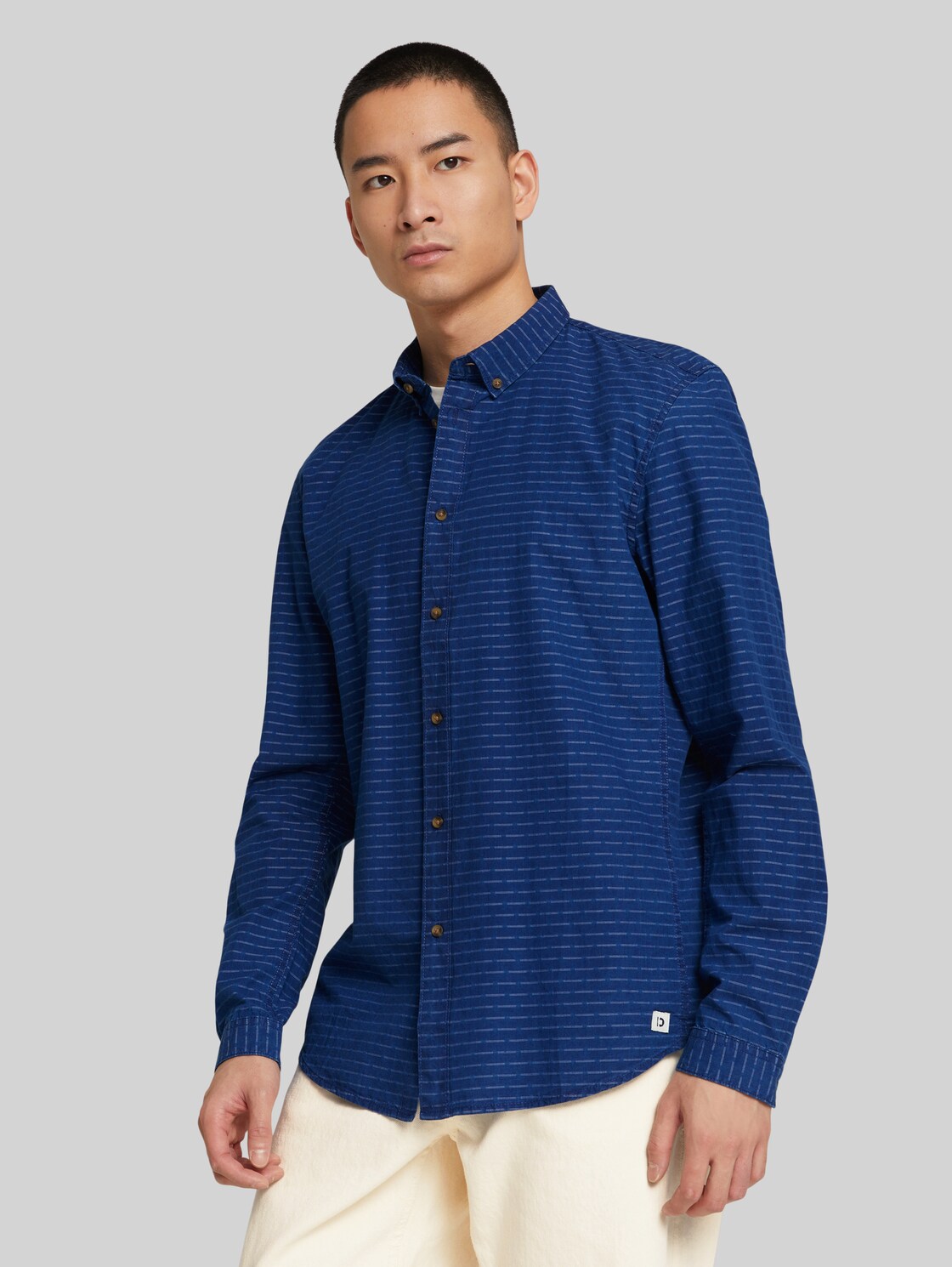 TOM TAILOR DENIM Herren strukturiertes Hemd, blau, Gr. XXL, baumwolle