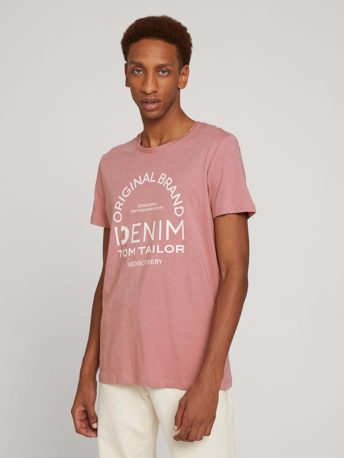 TOM TAILOR DENIM T-shirt met logoprint, Mannen, rosa, Größe M