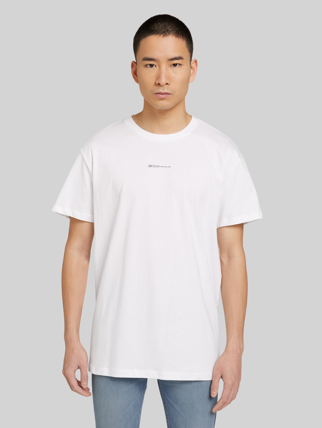 TOM TAILOR DENIM Herren T-Shirt mit Bio-Baumwolle, weiß, Gr. XXL, baumwolle