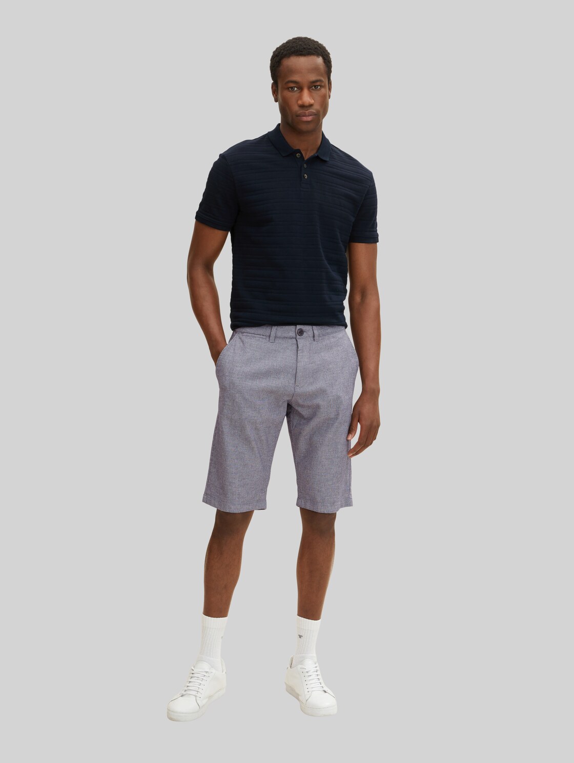 TOM TAILOR Herren Bermuda Shorts mit Struktur, blau, Gr. 36,