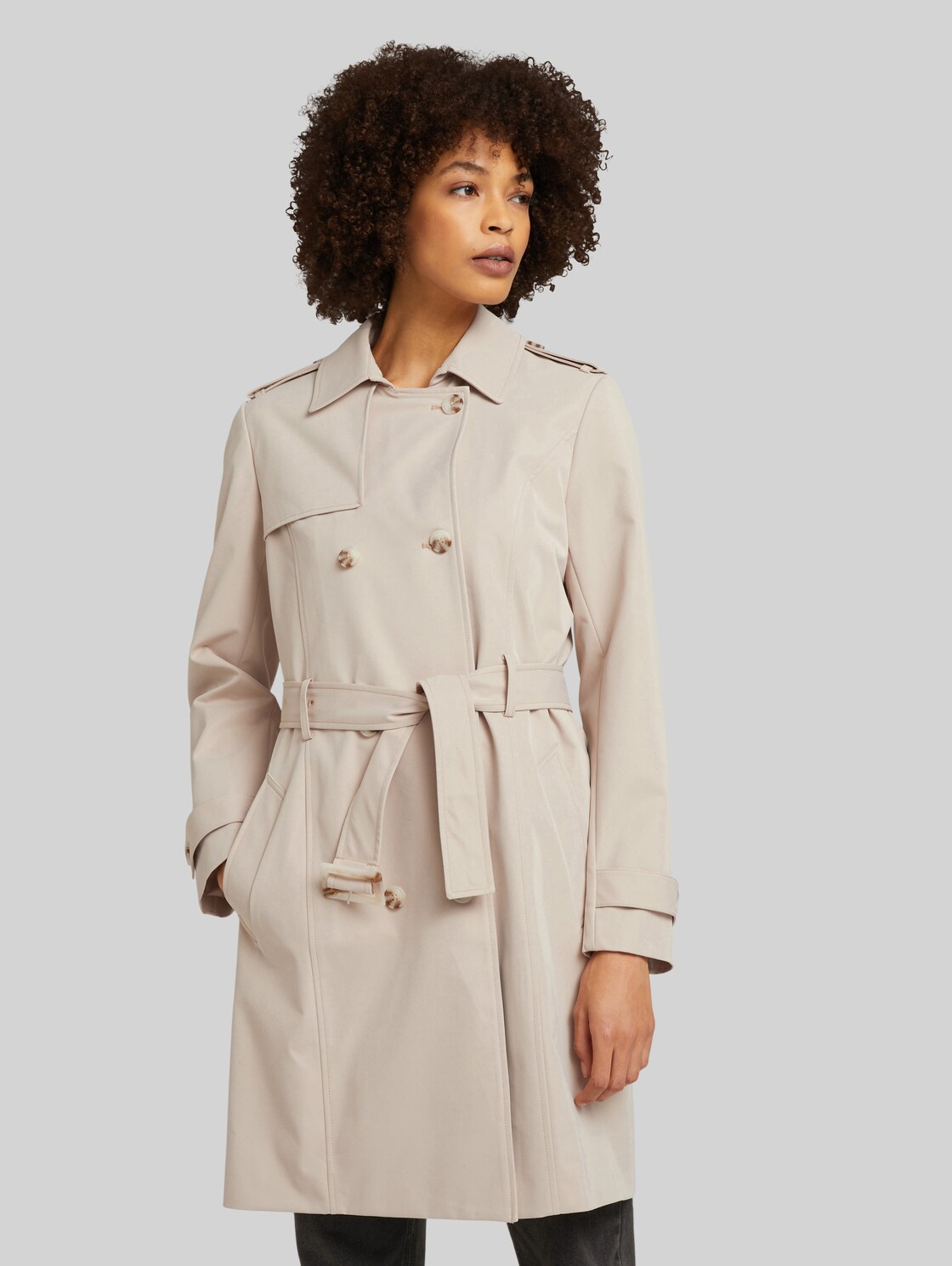 TOM TAILOR Damen Regular Fit Trenchcoat mit hinterem Gehschlitz, beige, Gr. XXL, polyester