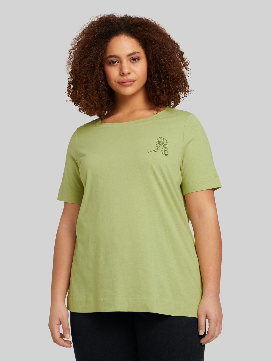 TOM TAILOR Damen Plus - T-Shirt mit Bio-Baumwolle  , grün, Gr. 50, baumwolle