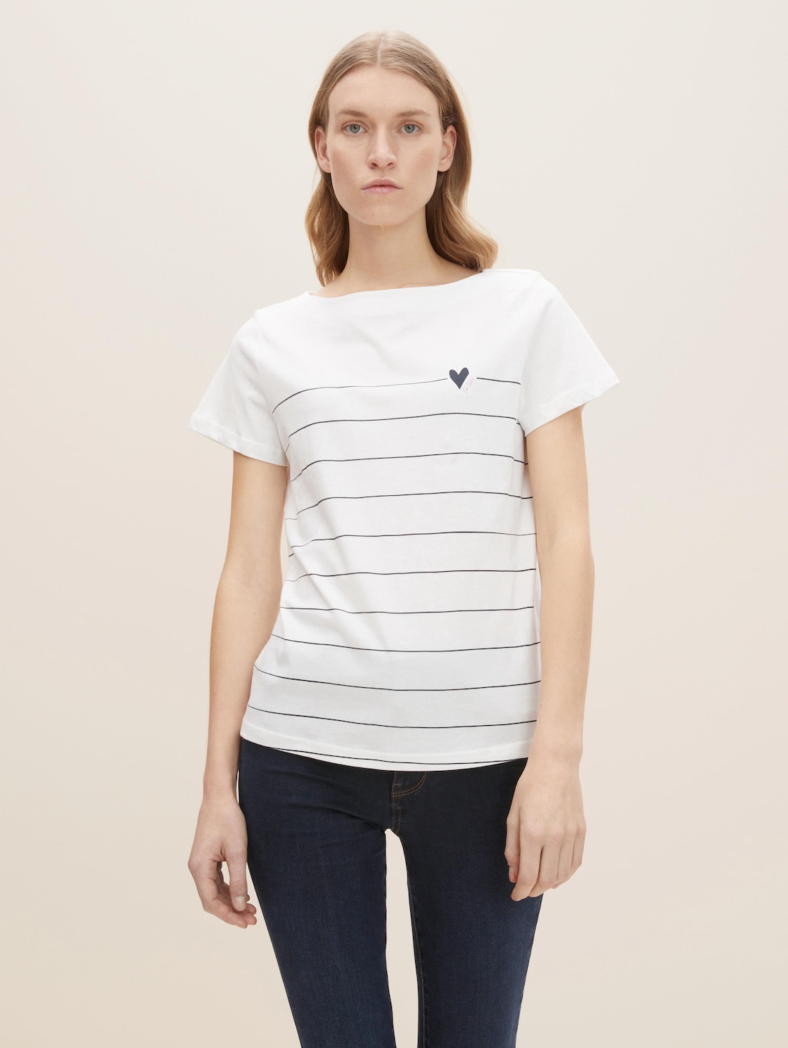 TOM TAILOR Gestreept T-shirt van biologisch katoen, Whisper White, XL