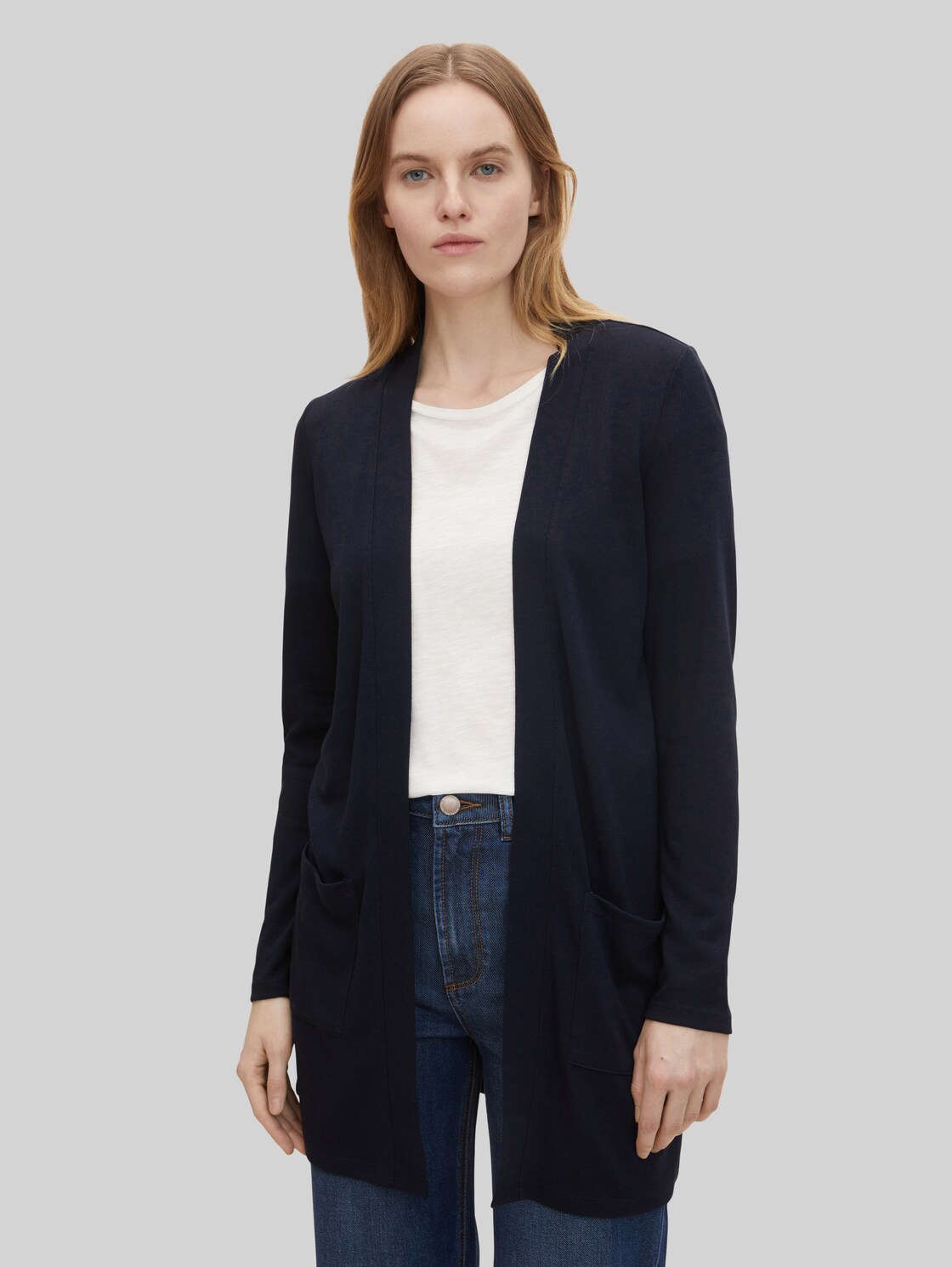 TOM TAILOR Damen Basic Regular Fit Cardigan, blau, Gr. XXL, polyester