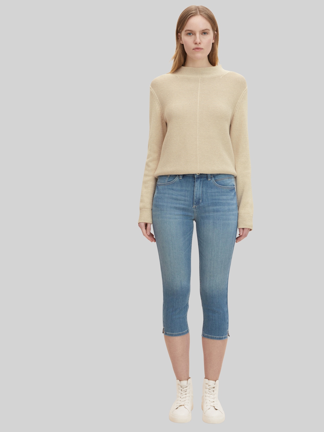 TOM TAILOR Damen Kate Capri Jeans, blau, Gr. 33, baumwolle