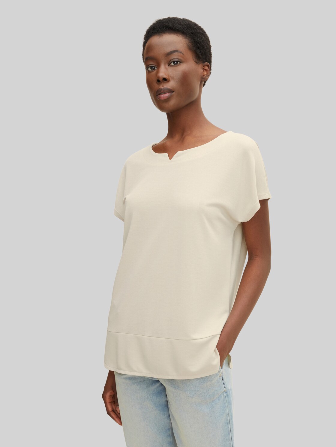 TOM TAILOR Damen T-Shirt, beige, Gr. XS, modal