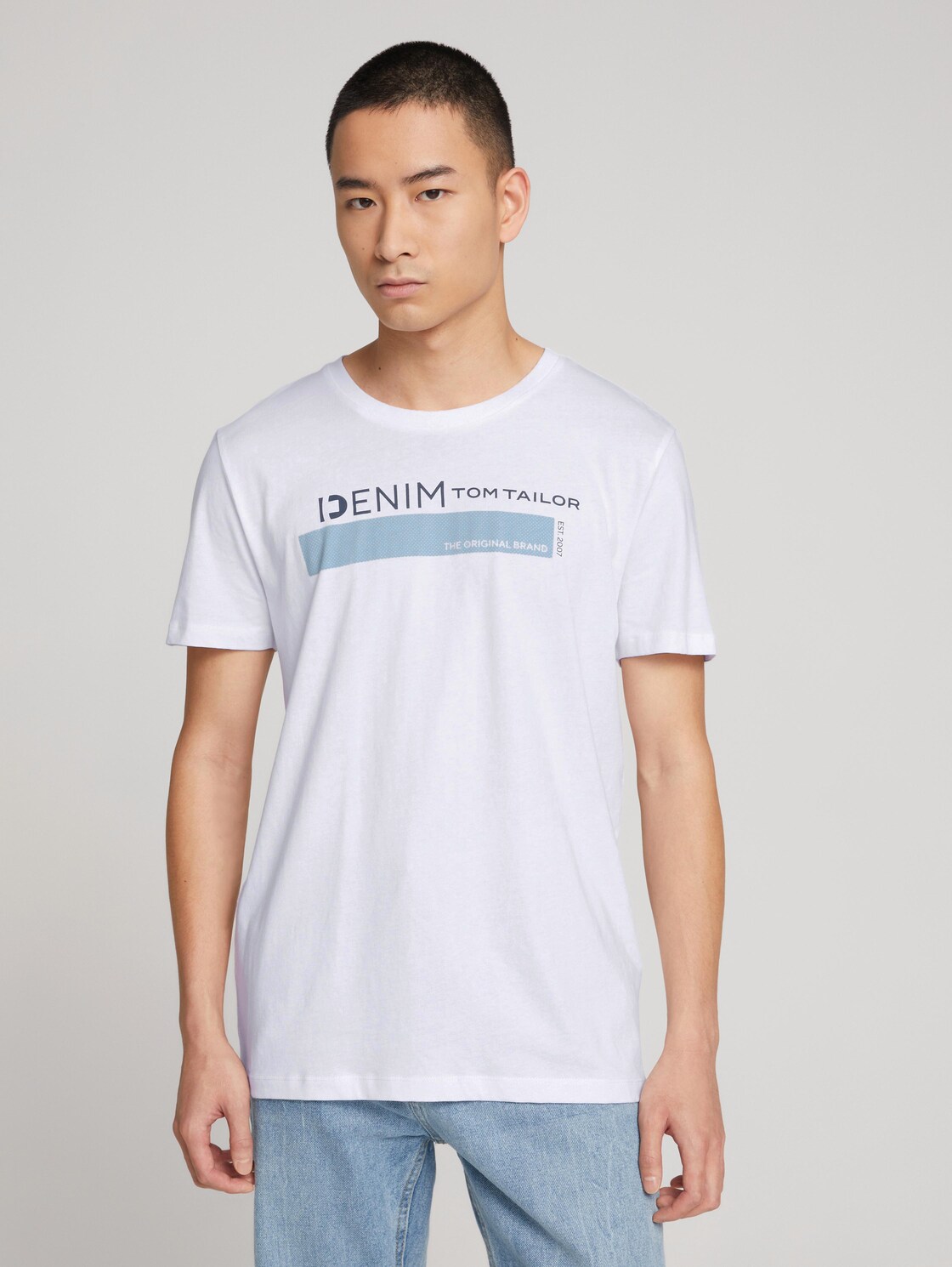 TOM TAILOR DENIM T-shirt van biologisch katoen, White, XL