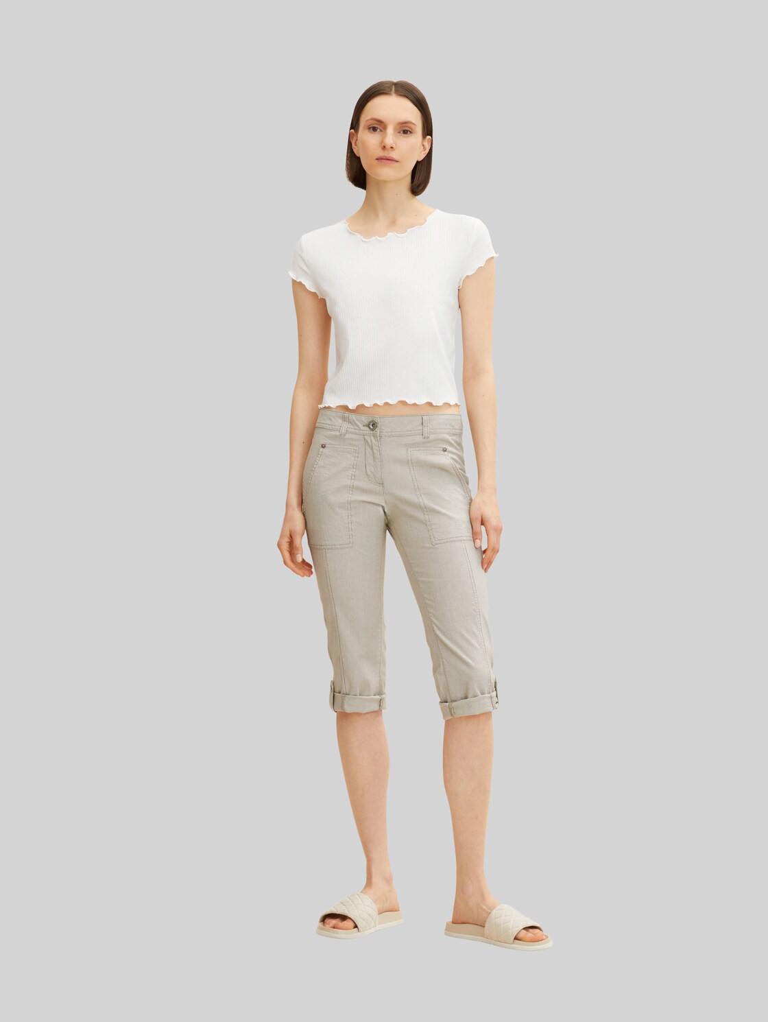 TOM TAILOR Damen Caprihose mit Teilungsnaht, grün, Gr. 36,