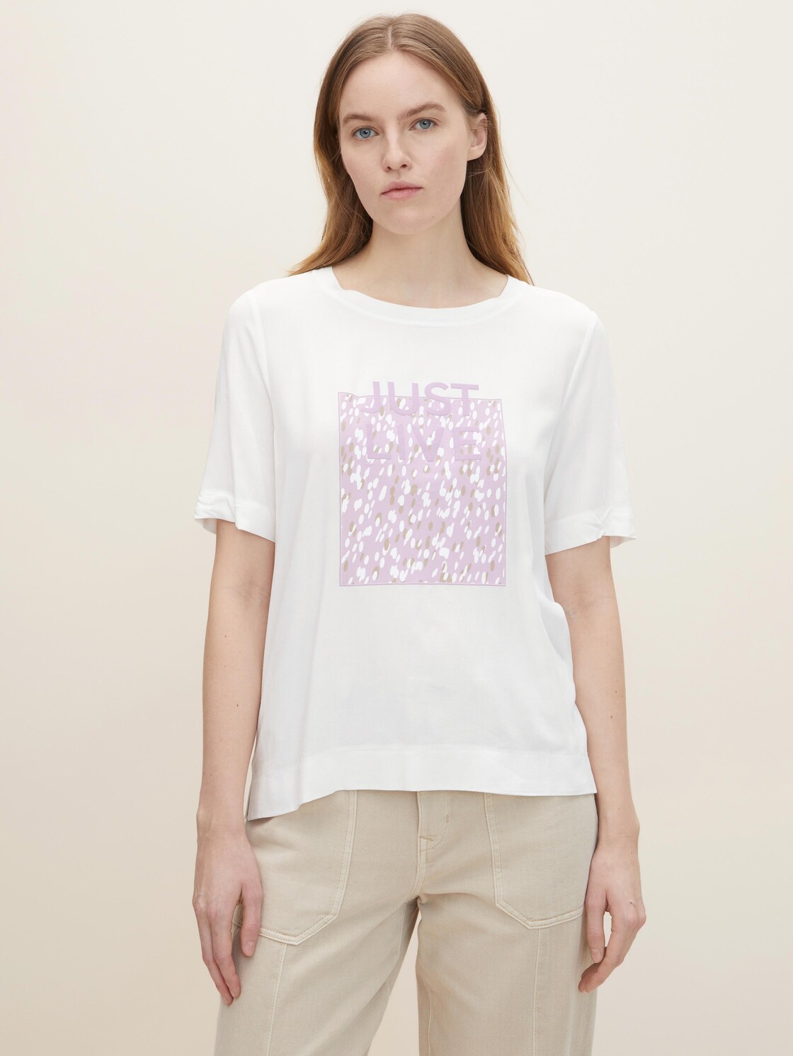 TOM TAILOR T-shirt met print, Vrouwen, wit, Größe XL