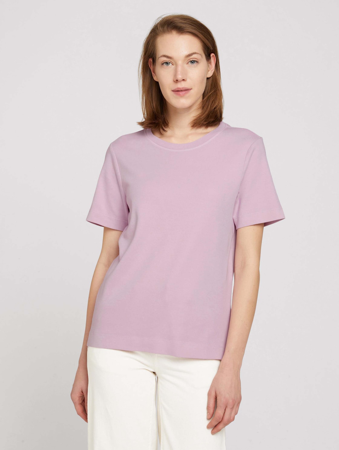 TOM TAILOR Damen Basic T-Shirt, lila, Gr. XXL, baumwolle