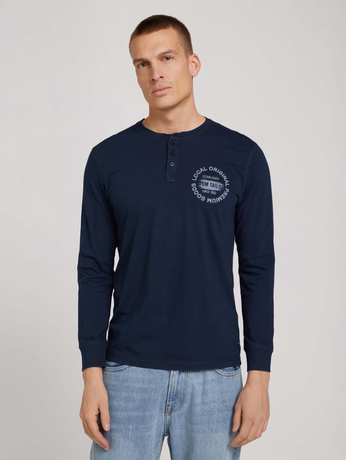 TOM TAILOR Herren Sweatshirt im Washed Look, blau, Logo Print, Gr. XXL,