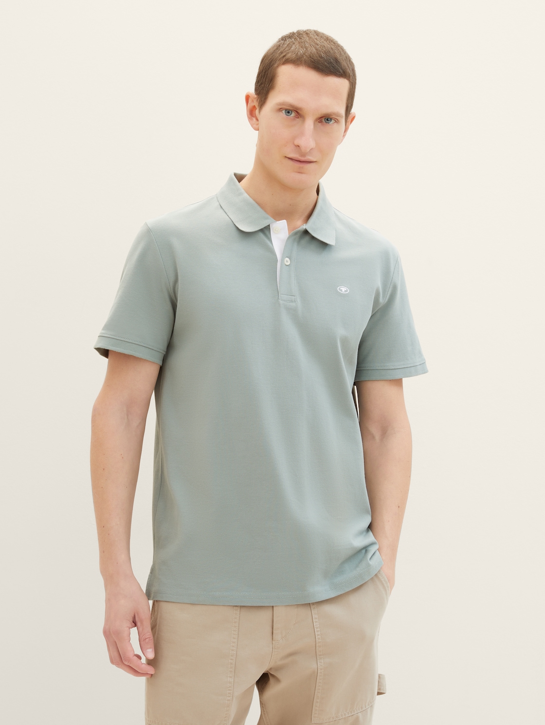 Thumbnail - TOM TAILOR Herren Piqué Poloshirt mit Logo-Stickerei, grün, Uni, Gr. L