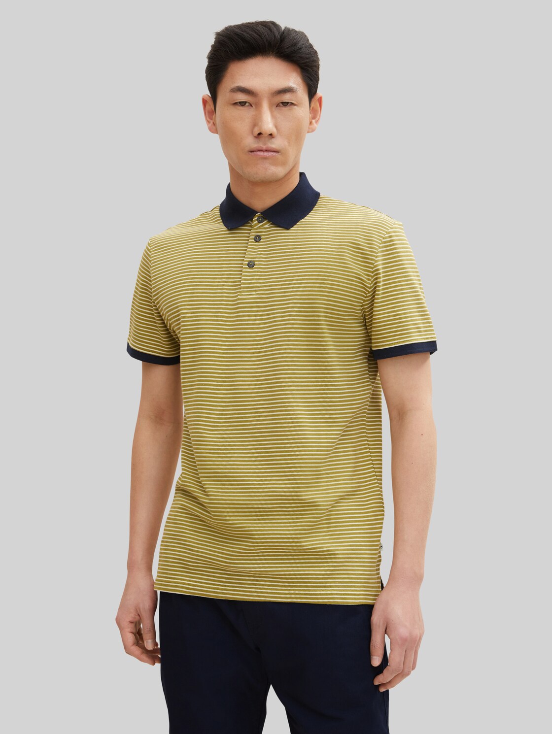 TOM TAILOR Herren Gestreiftes Polo T-Shirt, grün, Gr. XL,