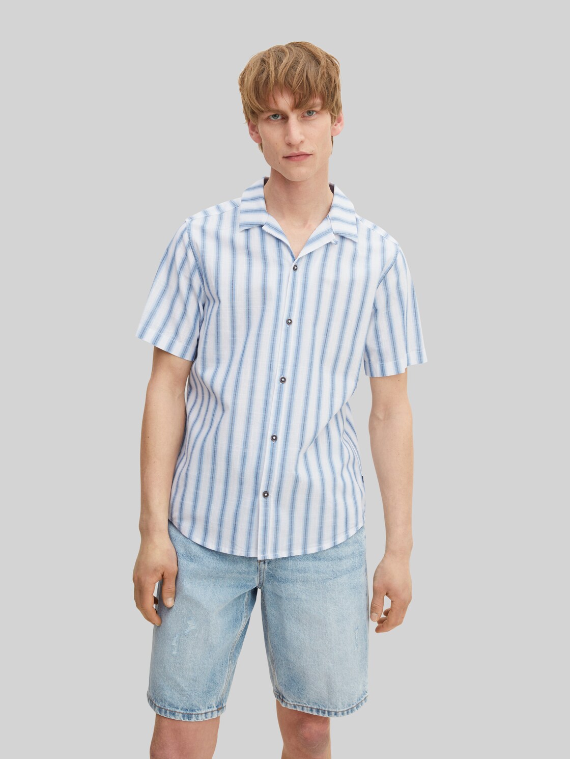 TOM TAILOR Herren Gestreiftes Hemd, blau, Gr. XXL,