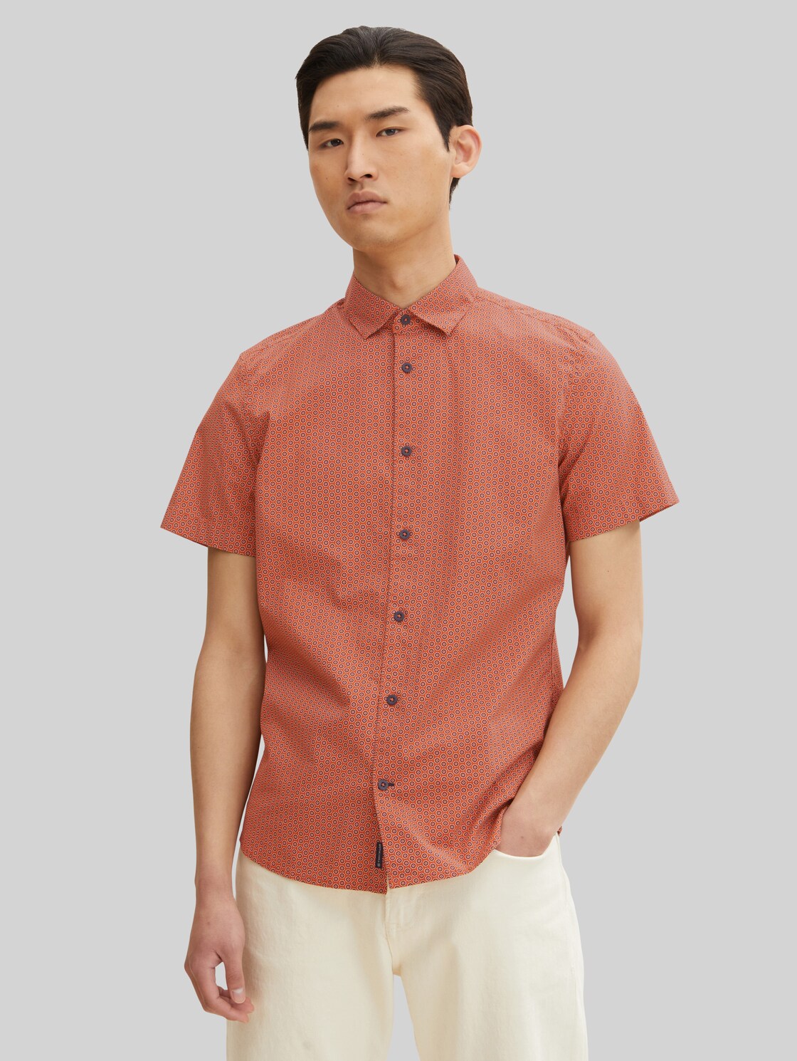 TOM TAILOR Herren Hemd mit Printmuster, braun, Gr. XXL,