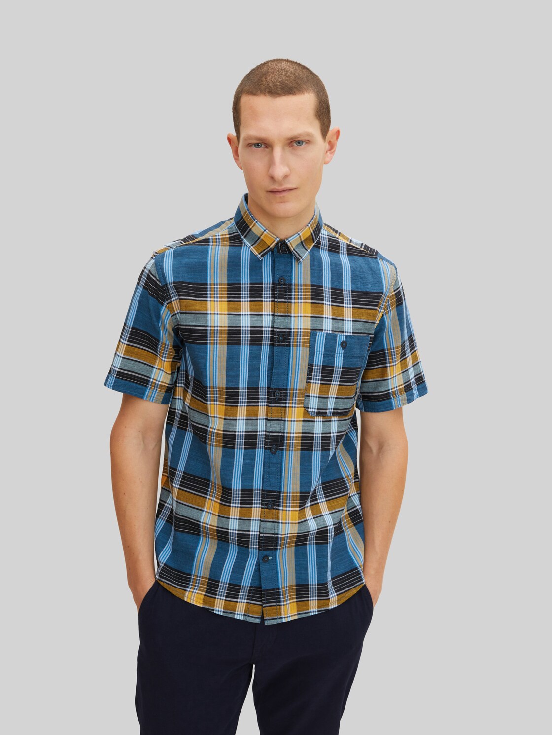 TOM TAILOR Herren Kariertes Hemd , blau, Gr. XXL,