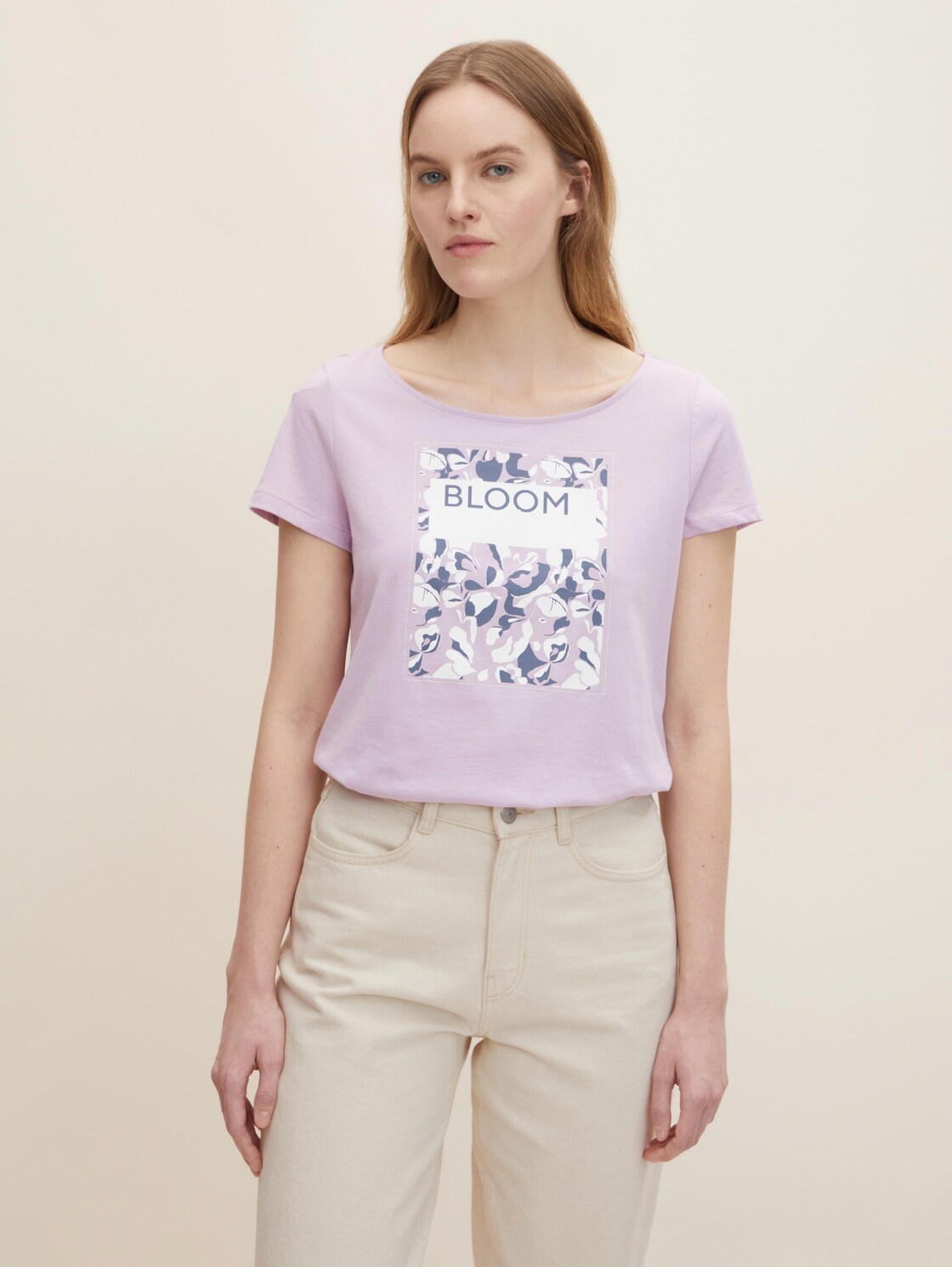 TOM TAILOR T-shirt met print, Vrouwen, paars, Größe XL