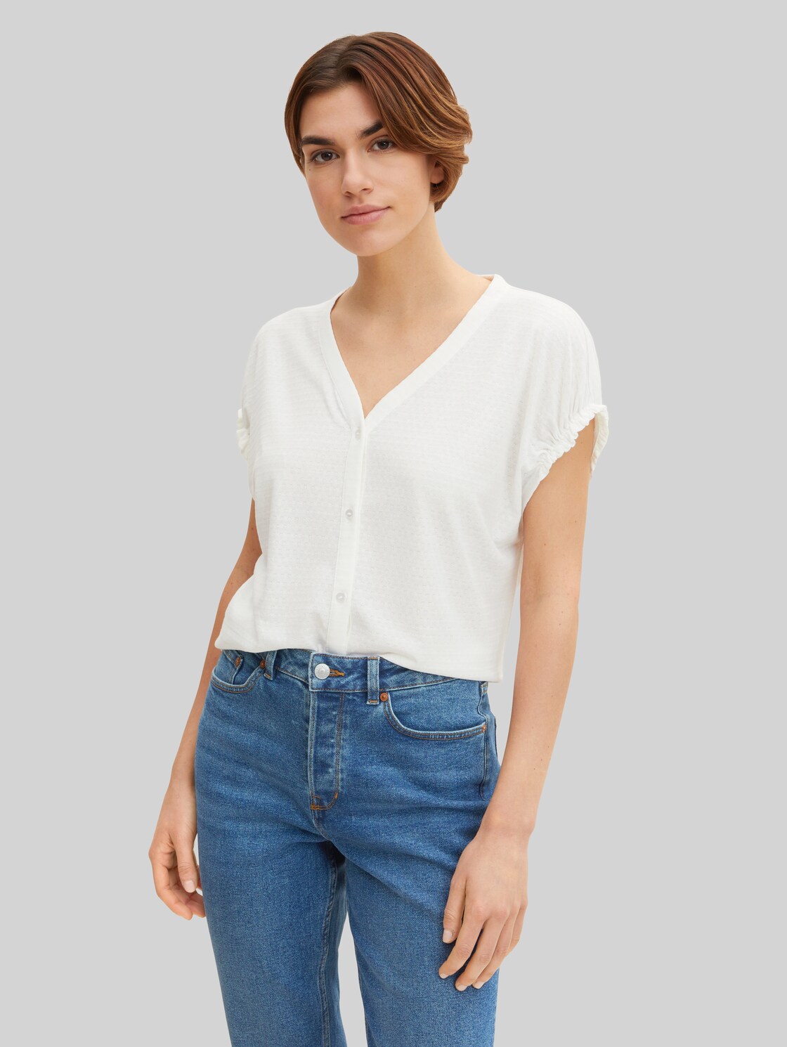 TOM TAILOR Damen Jersey Bluse, weiß, Gr. L,