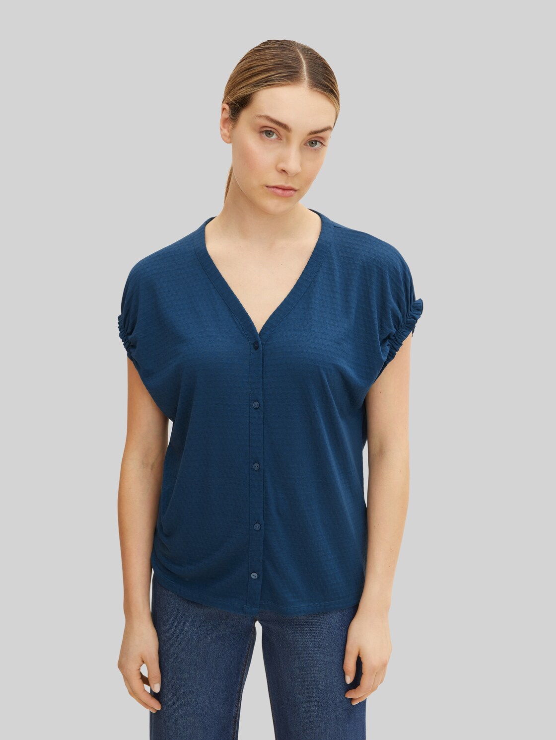 TOM TAILOR Damen Jersey Bluse, blau, Gr. XS,