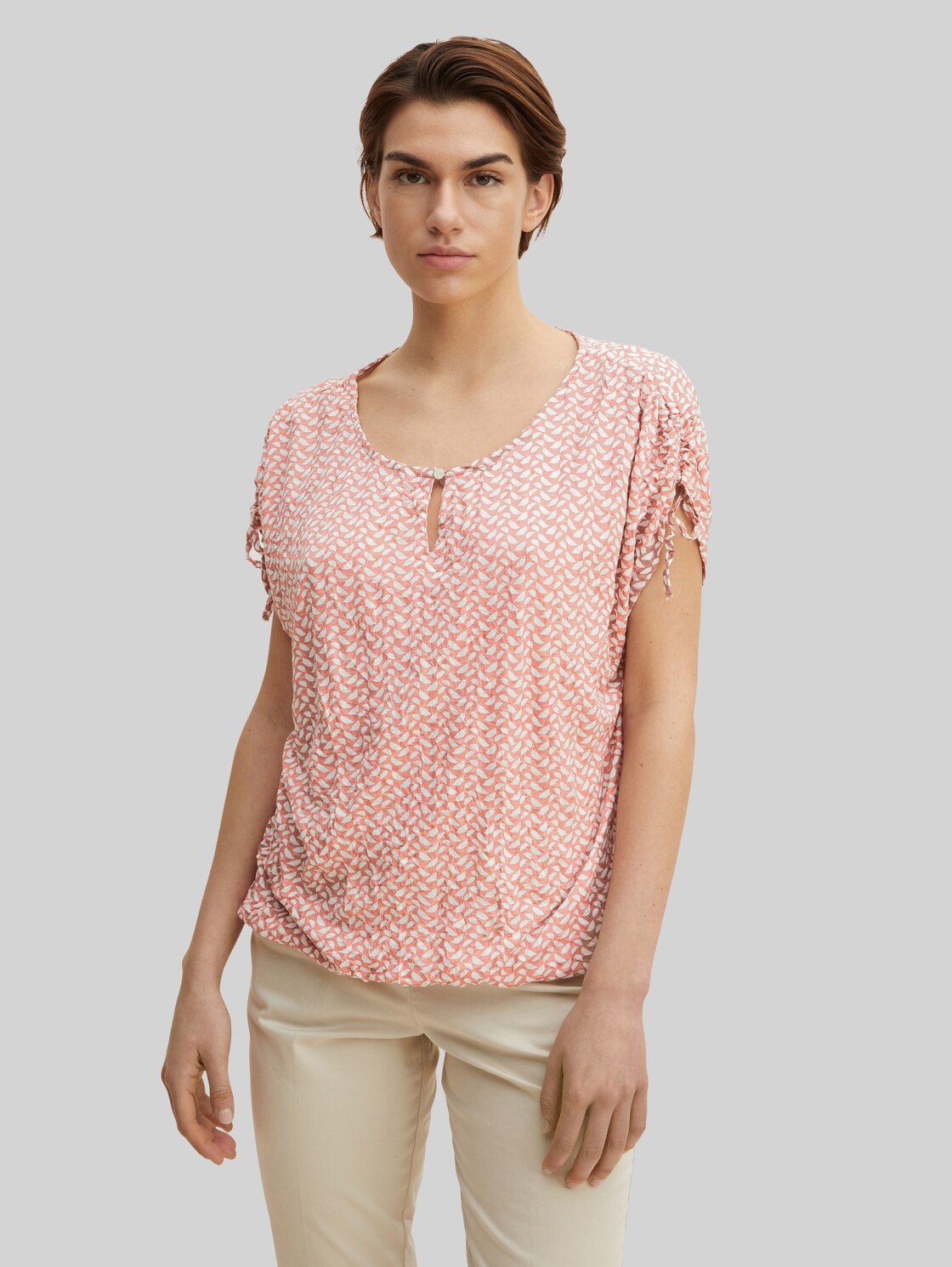TOM TAILOR Damen T-Shirt in Crinkle-Optik, rosa, Gr. S,