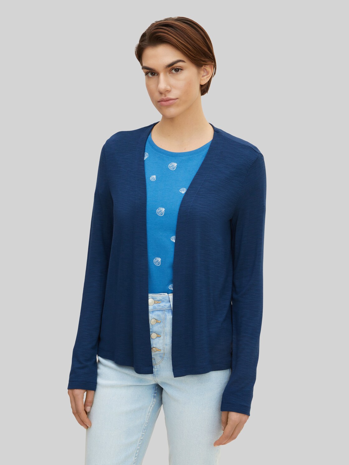 TOM TAILOR Damen Basic Cardigan, blau, Gr. XL,