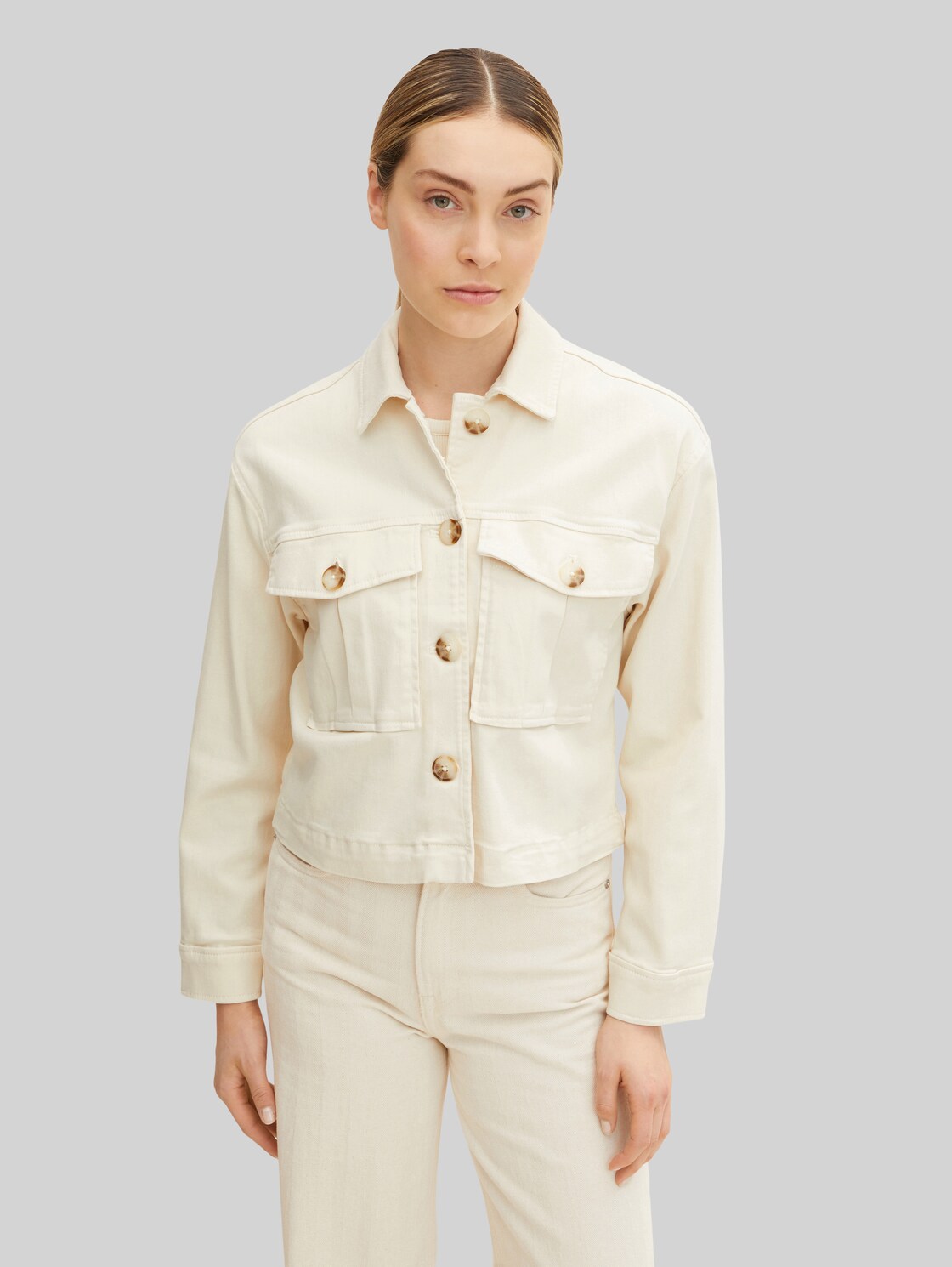 TOM TAILOR Damen Loose Fit Hemdjacke , beige, Gr. XXL,