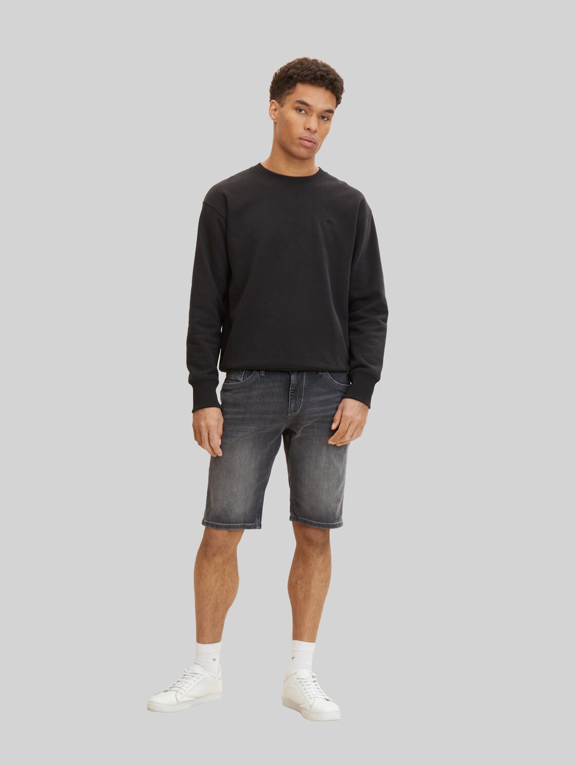 TOM TAILOR Herren Josh Denim Shorts, grau, Gr. 32,