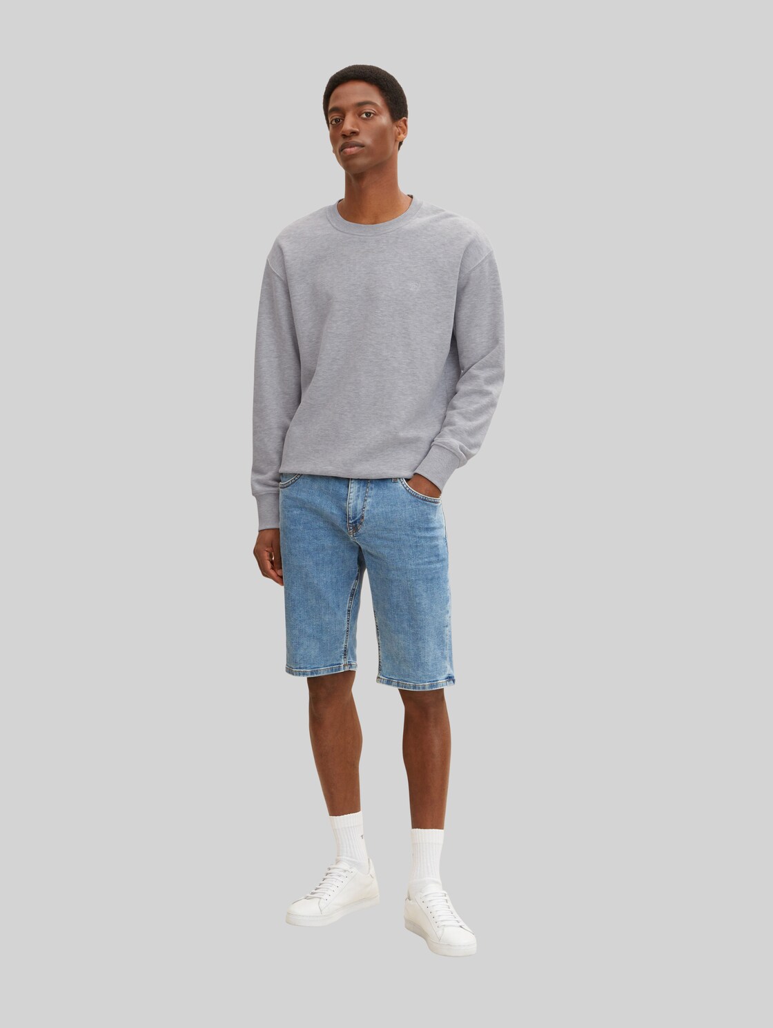 TOM TAILOR Herren Josh Jeansshorts mit Gürtelschlaufen, blau, Gr. 30,
