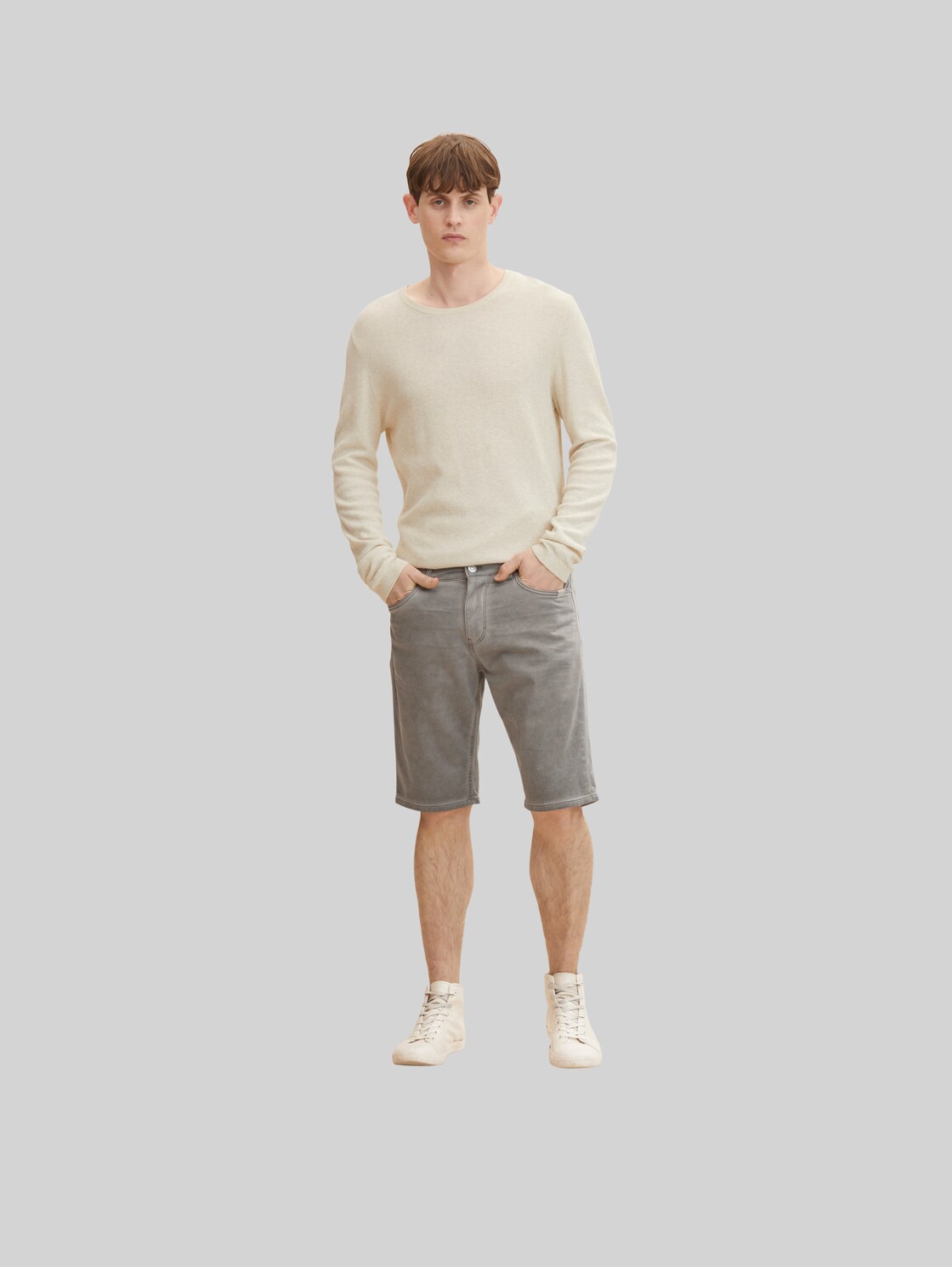 TOM TAILOR Herren Josh Shorts im Used Look, grau, Gr. 30,