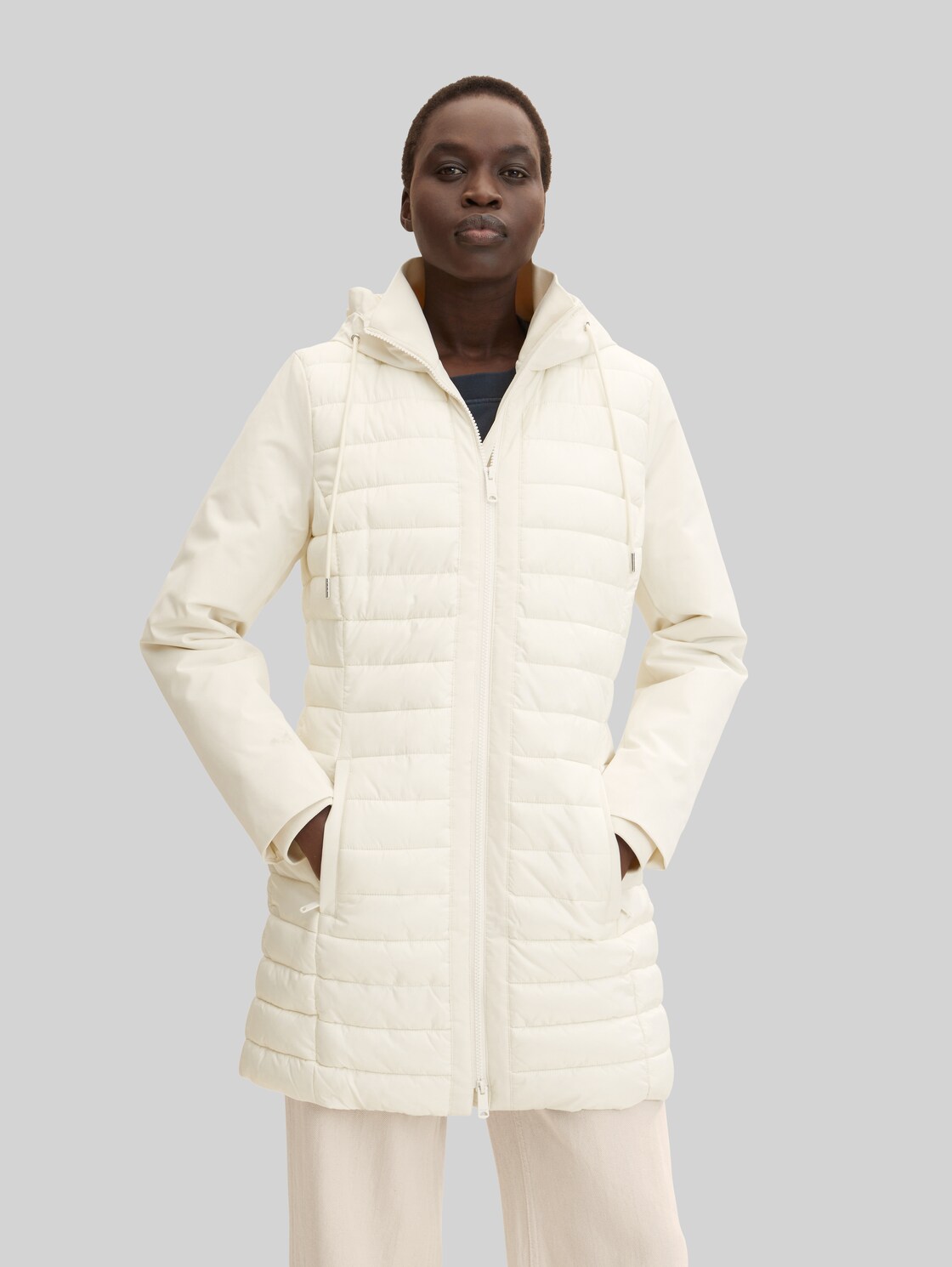 TOM TAILOR Damen Gesteppter Übergangsmantel , weiß, Gr. XXL,