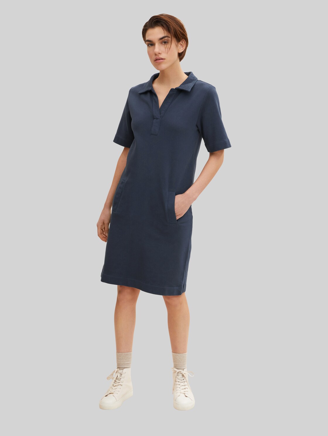 TOM TAILOR Damen Hemdkleid mit Polokragen, blau, Gr. 36,