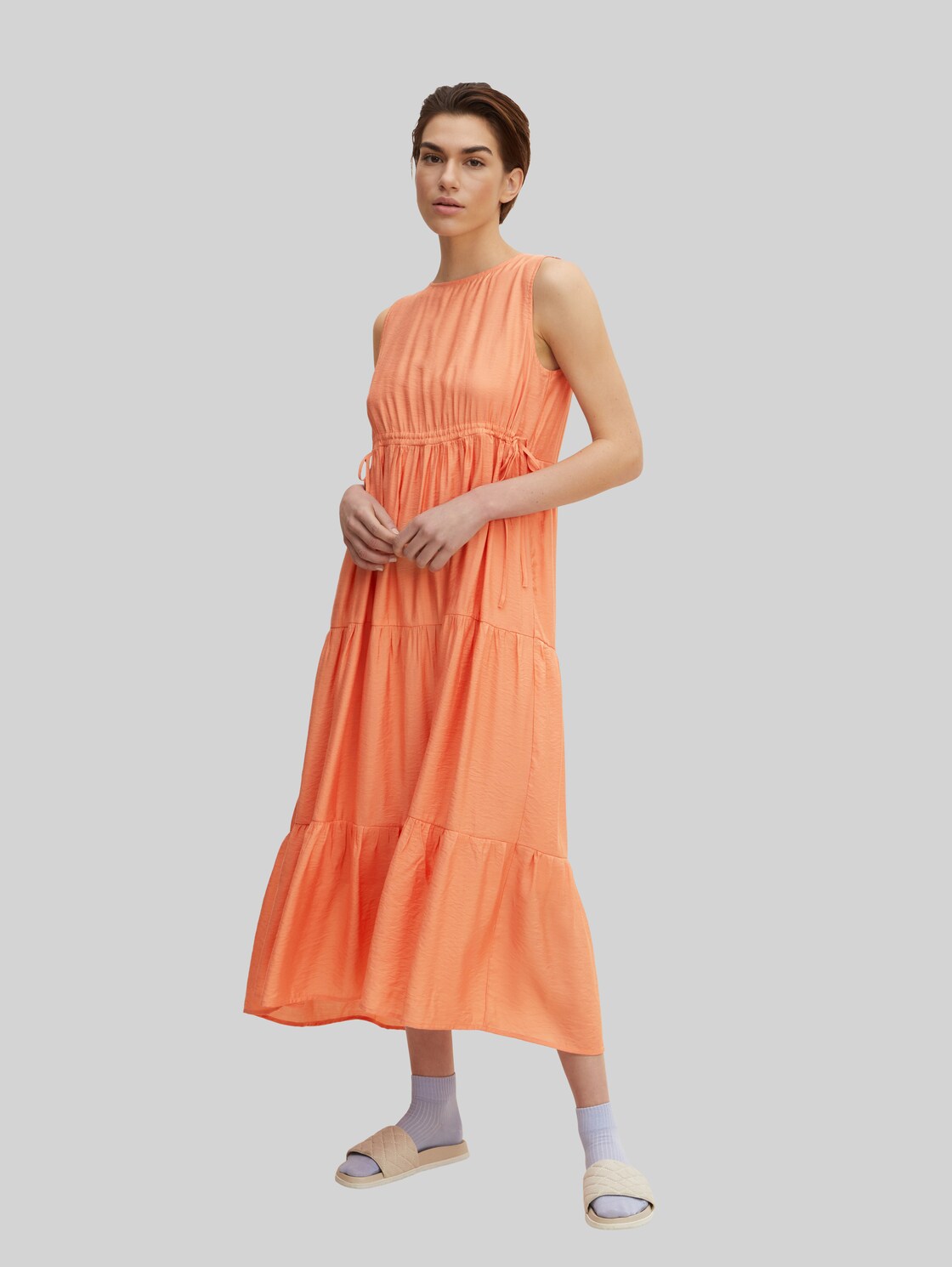 TOM TAILOR Damen Maxikleid mit LENZING(TM) ECOVERO(TM), orange, Gr. 36,