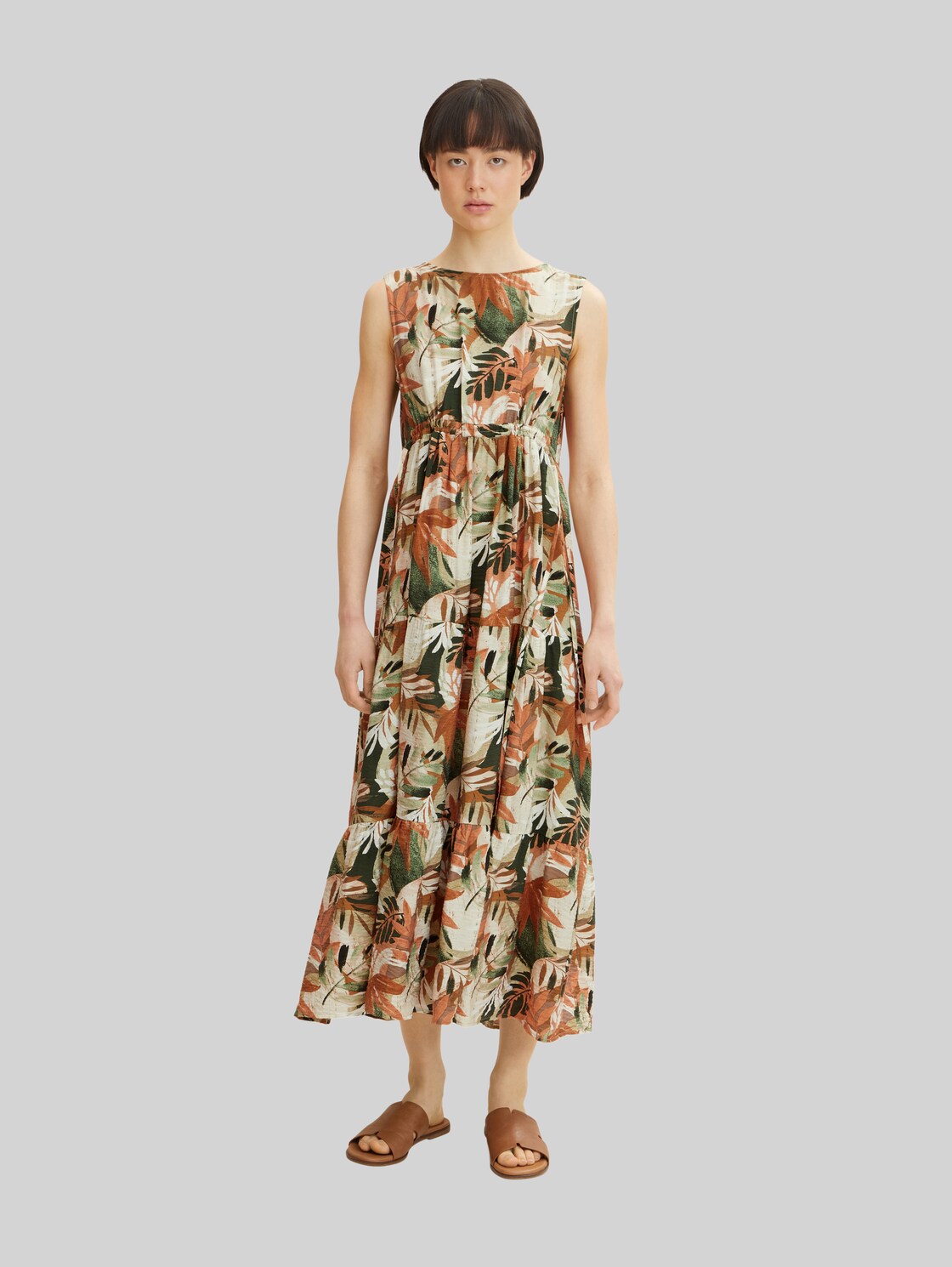 TOM TAILOR Damen Maxikleid mit LENZING(TM) ECOVERO(TM), orange, Gr. 38,