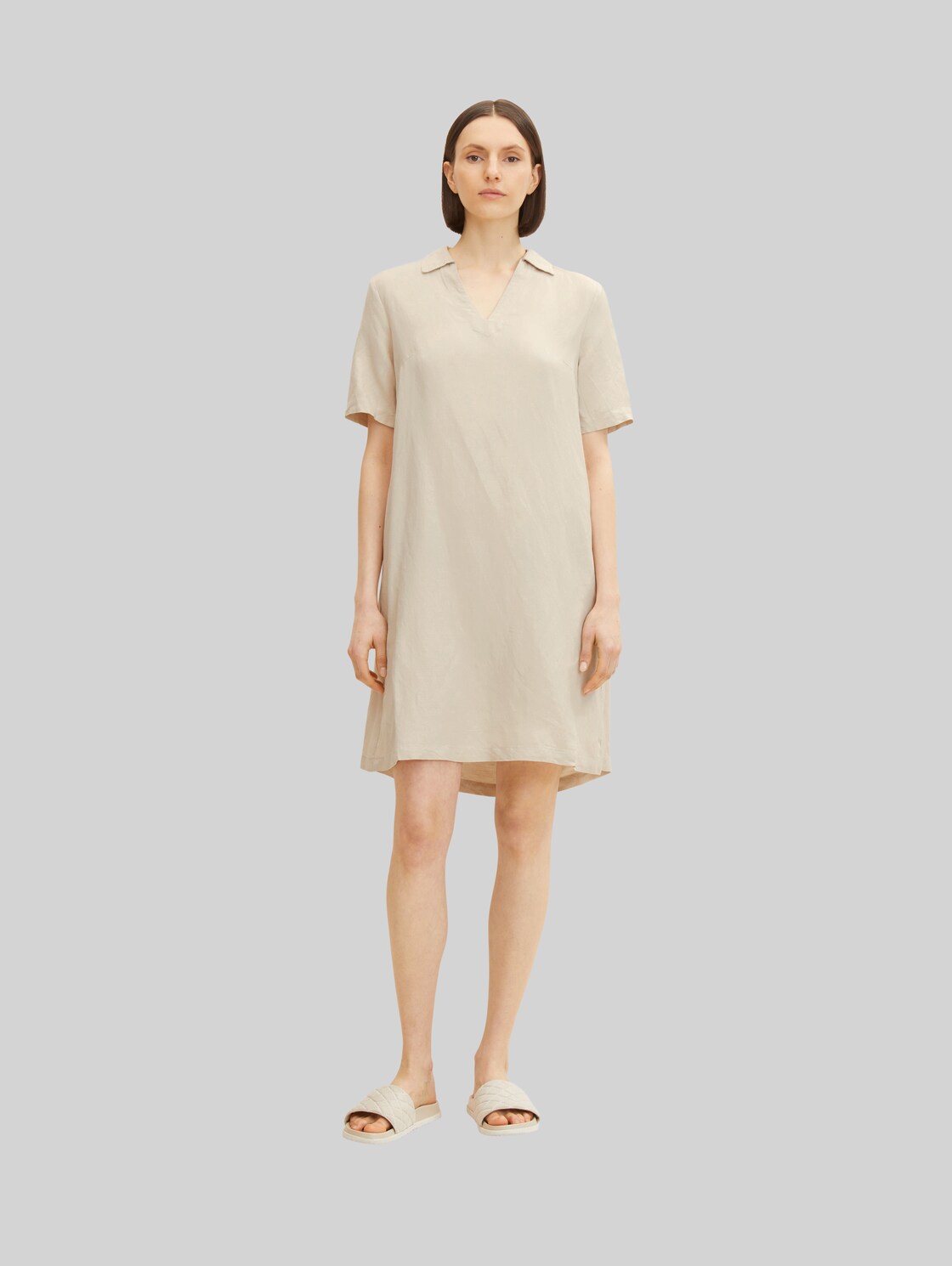 TOM TAILOR Damen Poloshirt-Kleid, beige, Gr. 36,