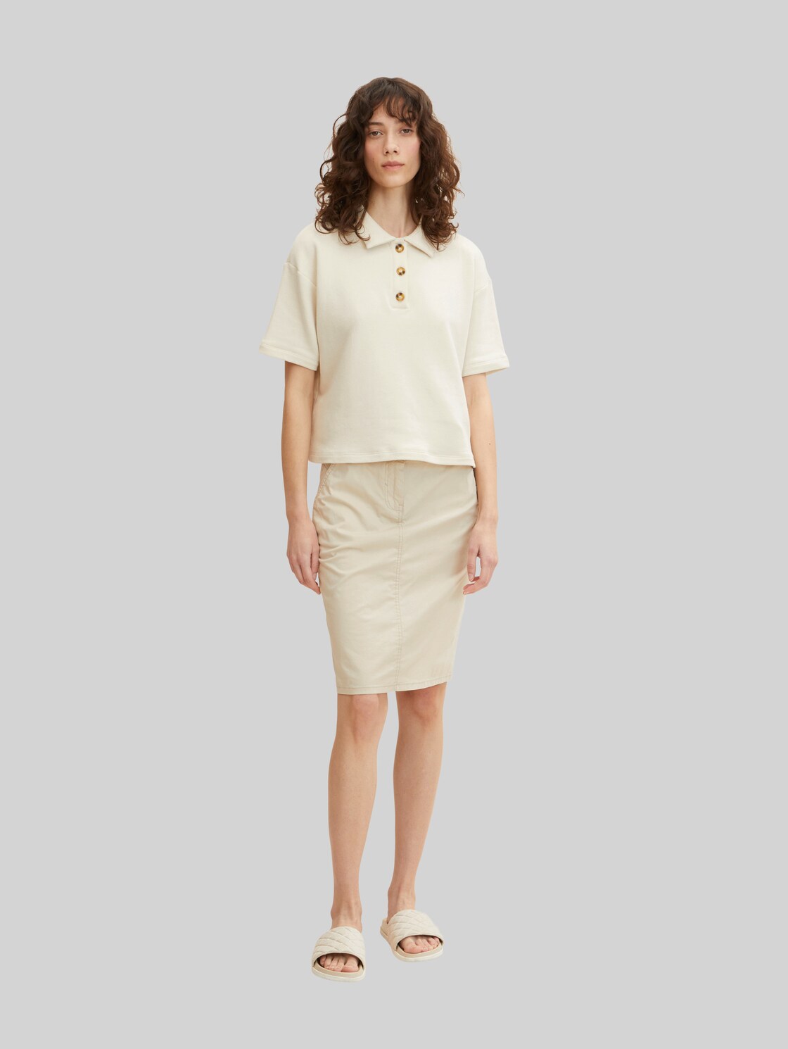 TOM TAILOR Damen Basic Rock, beige, Gr. 36,