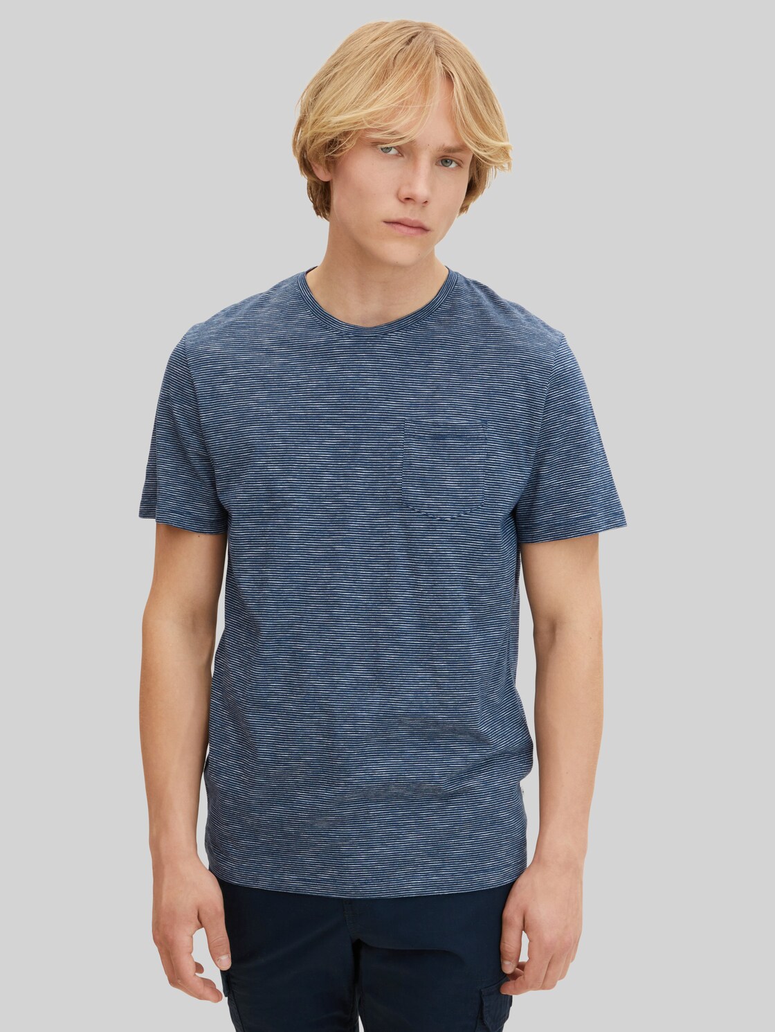 TOM TAILOR Herren Gestreiftes T-Shirt , blau, Gr. XL,